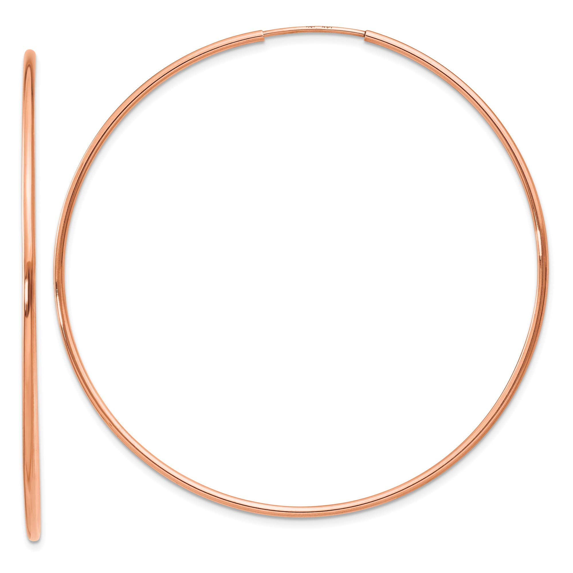 14K Rose Gold 1.2mm Polished Endless Hoop Earrings for Women - Hypoallergenic Dainty Everyday Jewelry - Perfect for Work, Date Night & Special Occasions
