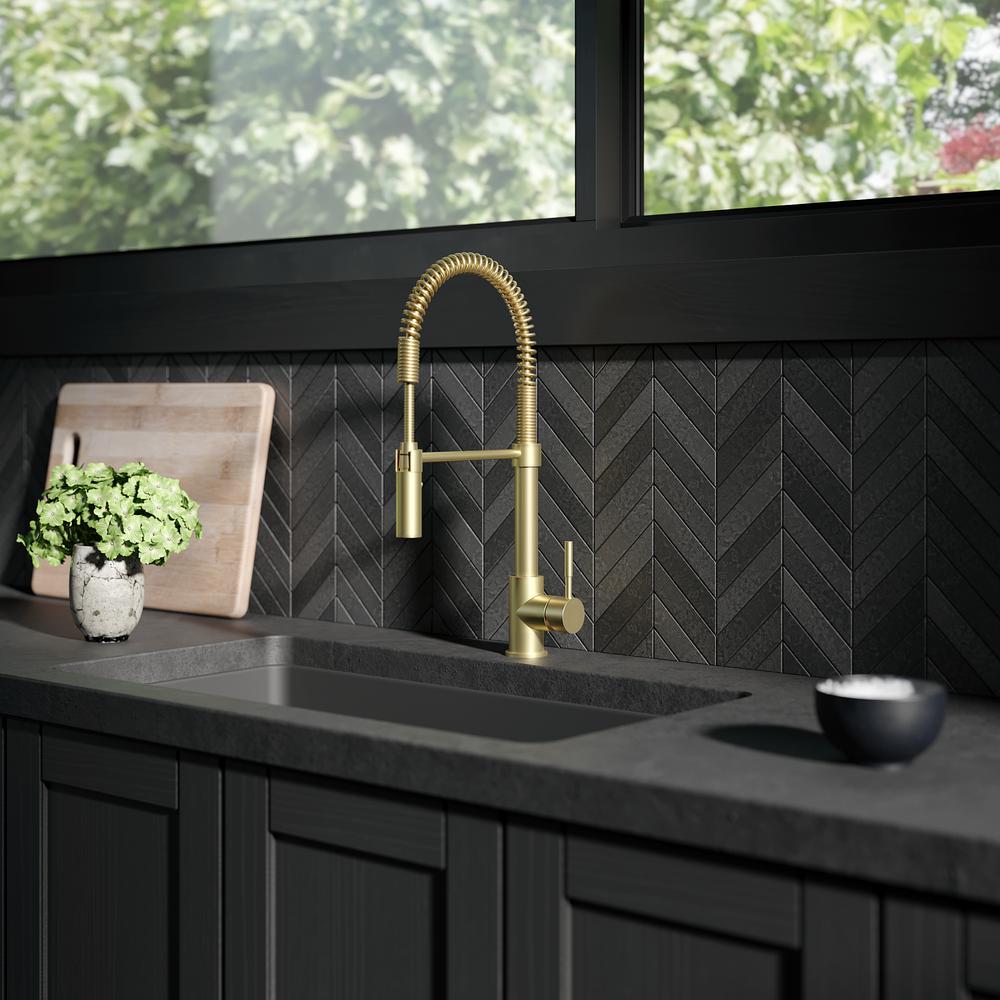ZLINE Sierra Pull Down Spring Single Handle Kitchen Faucet in Champagne Bronze - High Arc Spout, Durable Stainless Steel, Easy Installation for Modern Kitchens (Perfect for Cooking, Washing Dishes & Filling Pots)