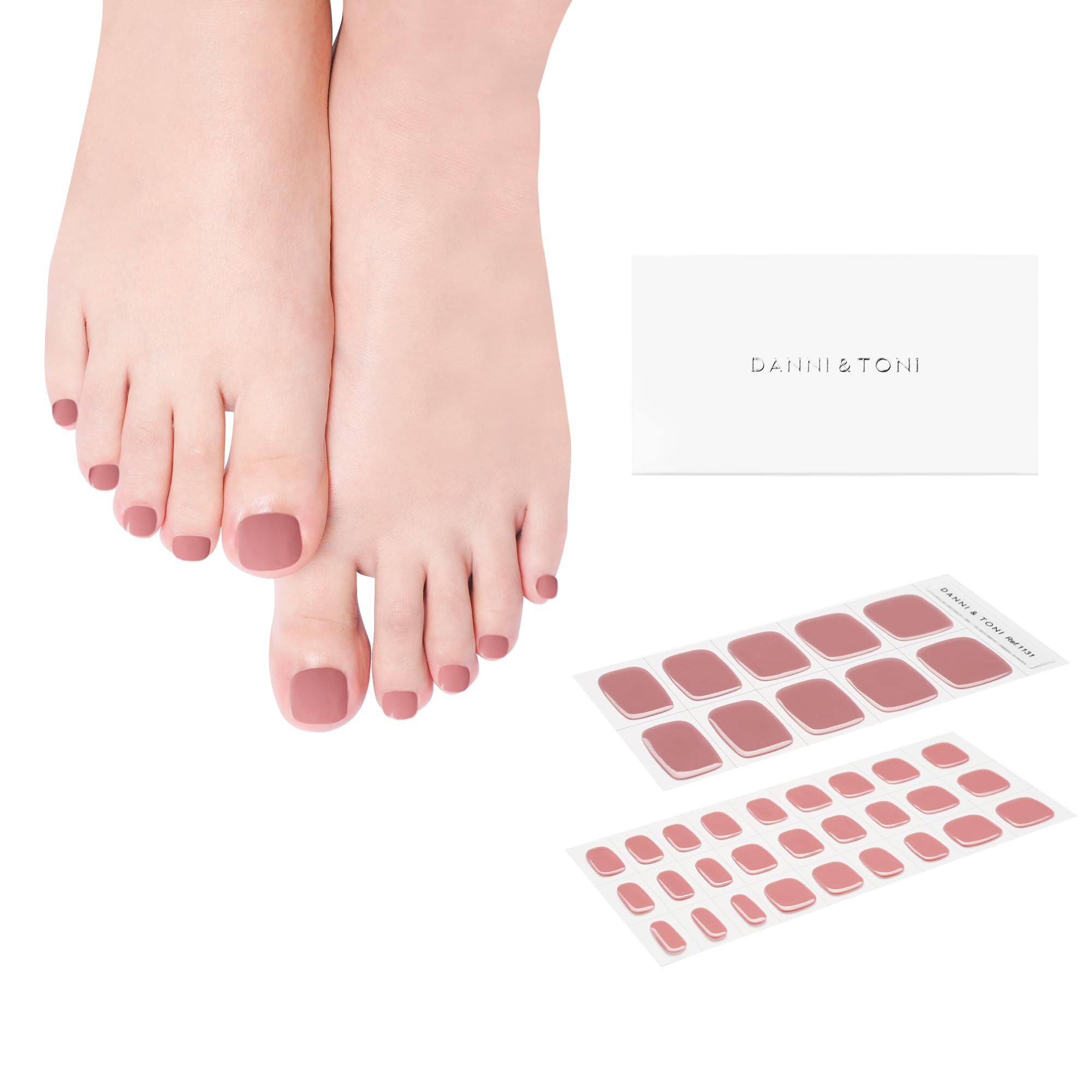 DANNI & TONI Semi Cured Gel Pedicure Strips - Soft Blush Nude Toenail Stickers, 37 Solid Color Gel Nail Stickers for DIY Home Manicure & Pedicure - Perfect for Salon-Quality Nails at Home, Travel, Parties & Special Occasions