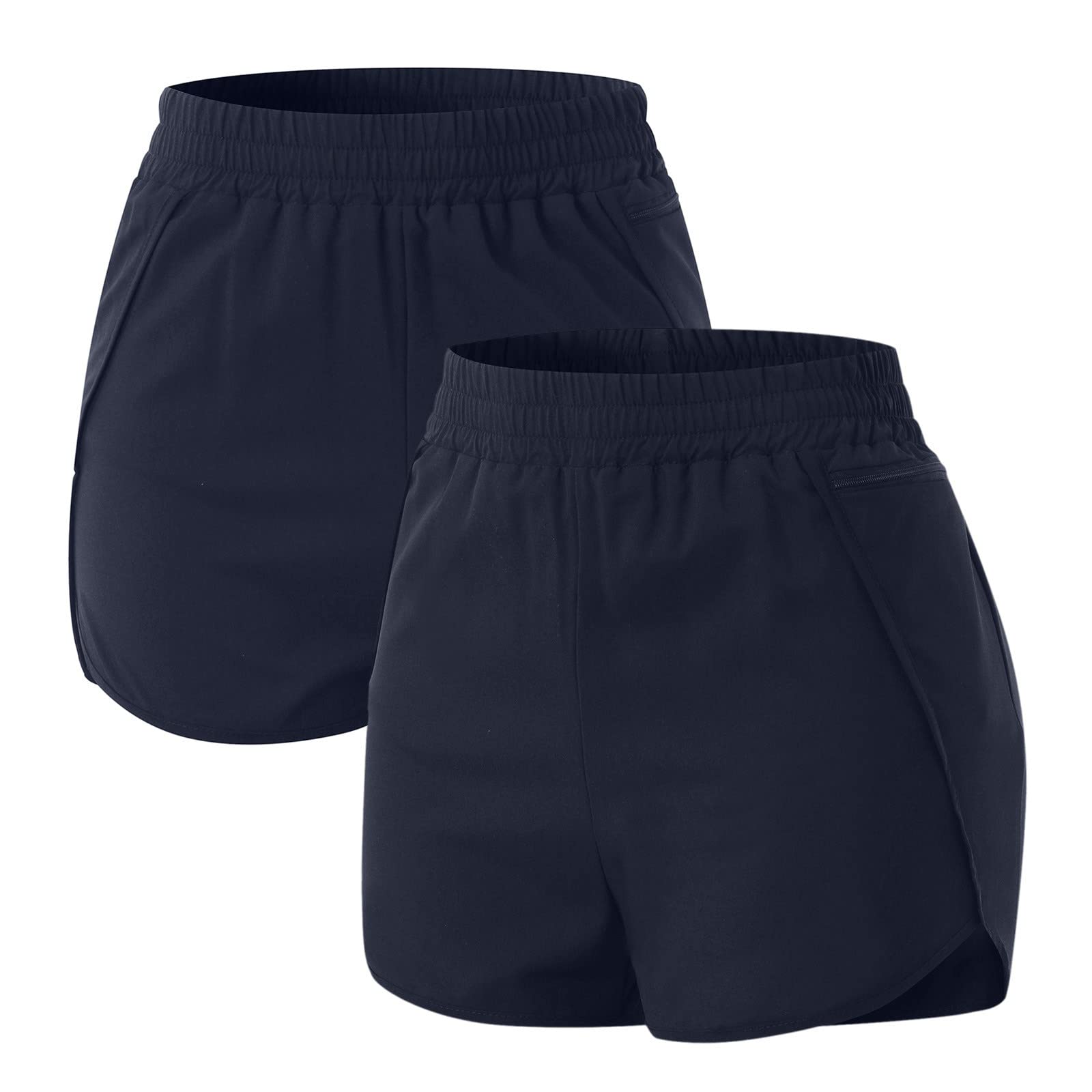 iOPQO Women's 2-Piece High Waist Running Shorts with Pockets - Stretchy Athletic Workout Shorts for Jogging, Yoga & Gym | Comfortable Casual Wear for Women