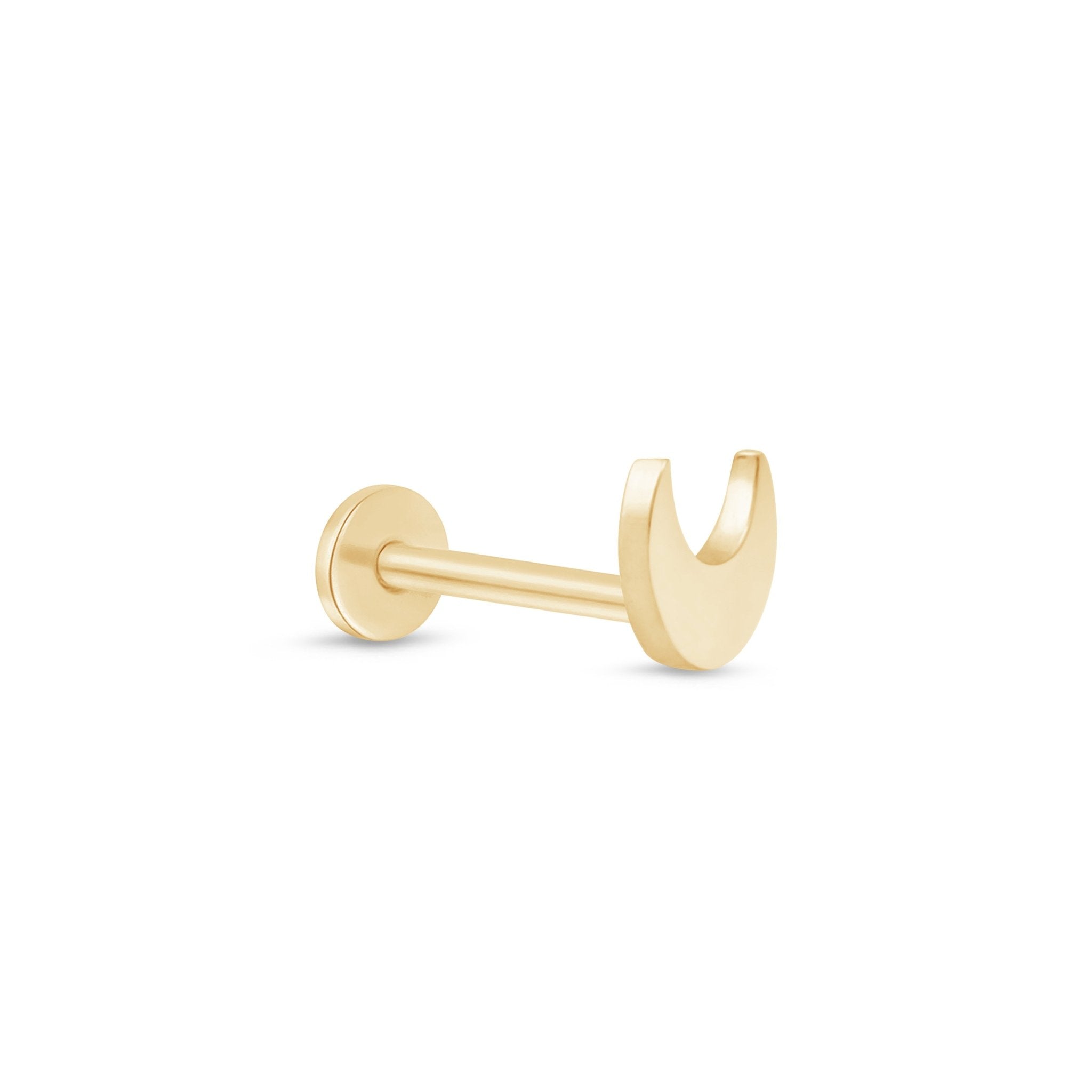 14K Yellow Gold Crescent Moon Flat Back Stud Earrings - Dainty Minimalist Jewelry for Everyday Wear, Gifts & Special Occasions