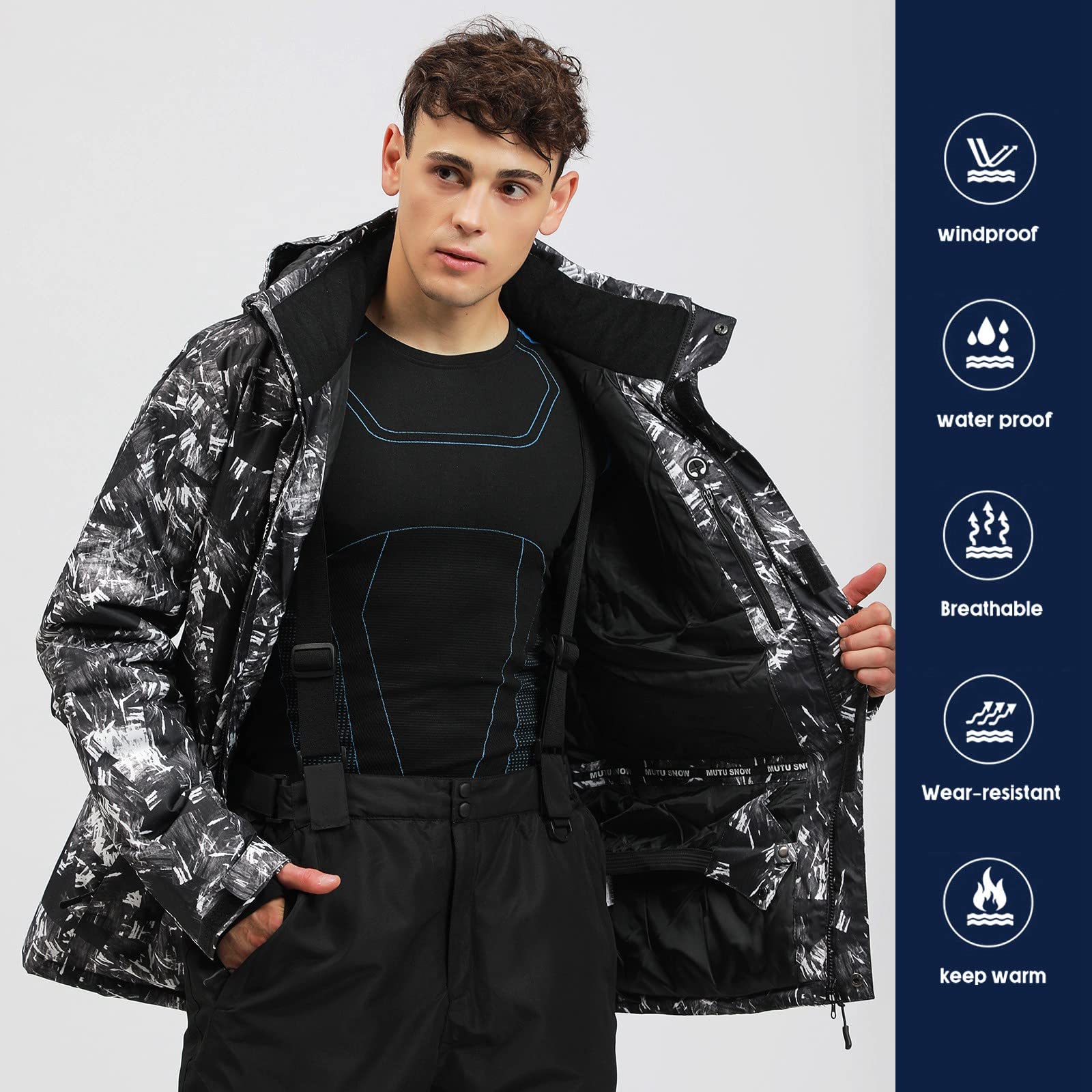 **Men's Waterproof Ski Jacket & Pants Set - Windproof Winter Snowsuit with Hood for Skiing & Snowboarding - Perfect for Cold Weather & Outdoor Adventures**