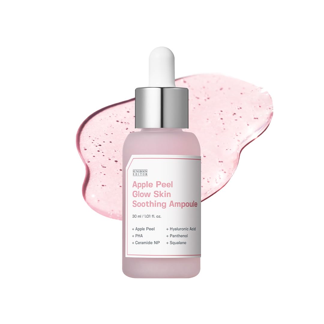 SUNGBOON EDITOR Apple Peel Glow Skin Soothing Ampoule - Korean Facial Serum for Gentle Exfoliation & Smooth Glowing Skin | Hydrating & Brightening Treatment for Dry, Dull & Sensitive Skin | Perfect for Night Routine & Pre-Makeup Prep
