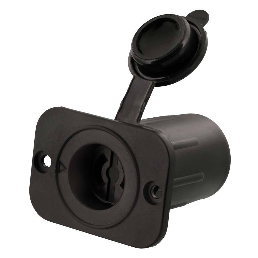 Scotty #2126 Depthpower Marinco Electric Socket - Black Marine Grade Electrical Connector for Boats, Fishing & Watercraft Use