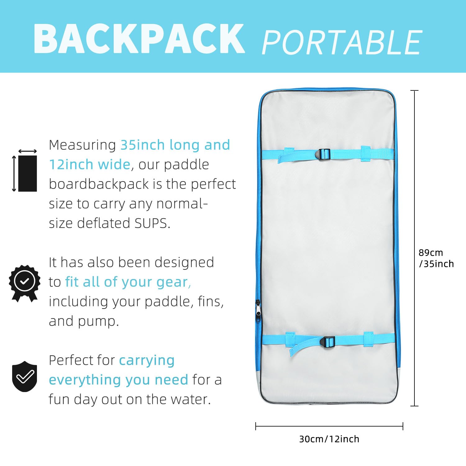 **Inflatable Paddleboard Travel Backpack - 108L Large Capacity iSUP Bag for Stand Up Paddle Board Accessories | Perfect for Travel, Beach, Camping & Water Sports**