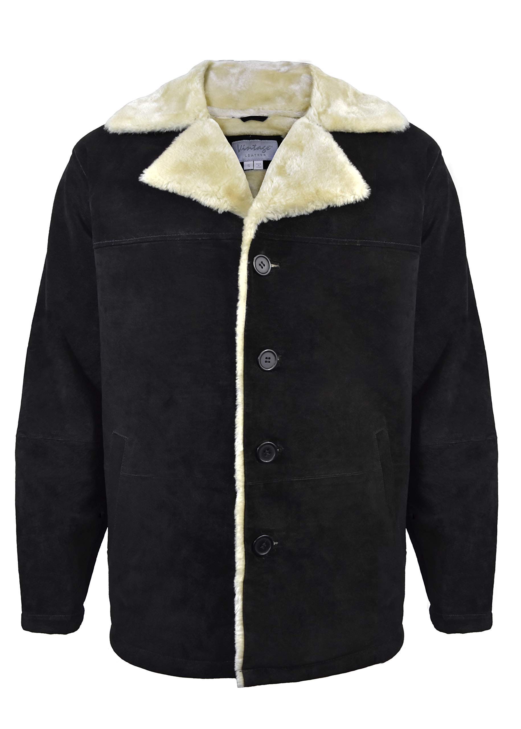 Victory Outfitters Men's Winter Suede Jacket with Faux Shearling Lining - Warm Coats for Cold Weather, Casual Outerwear for Fall & Winter Fashion