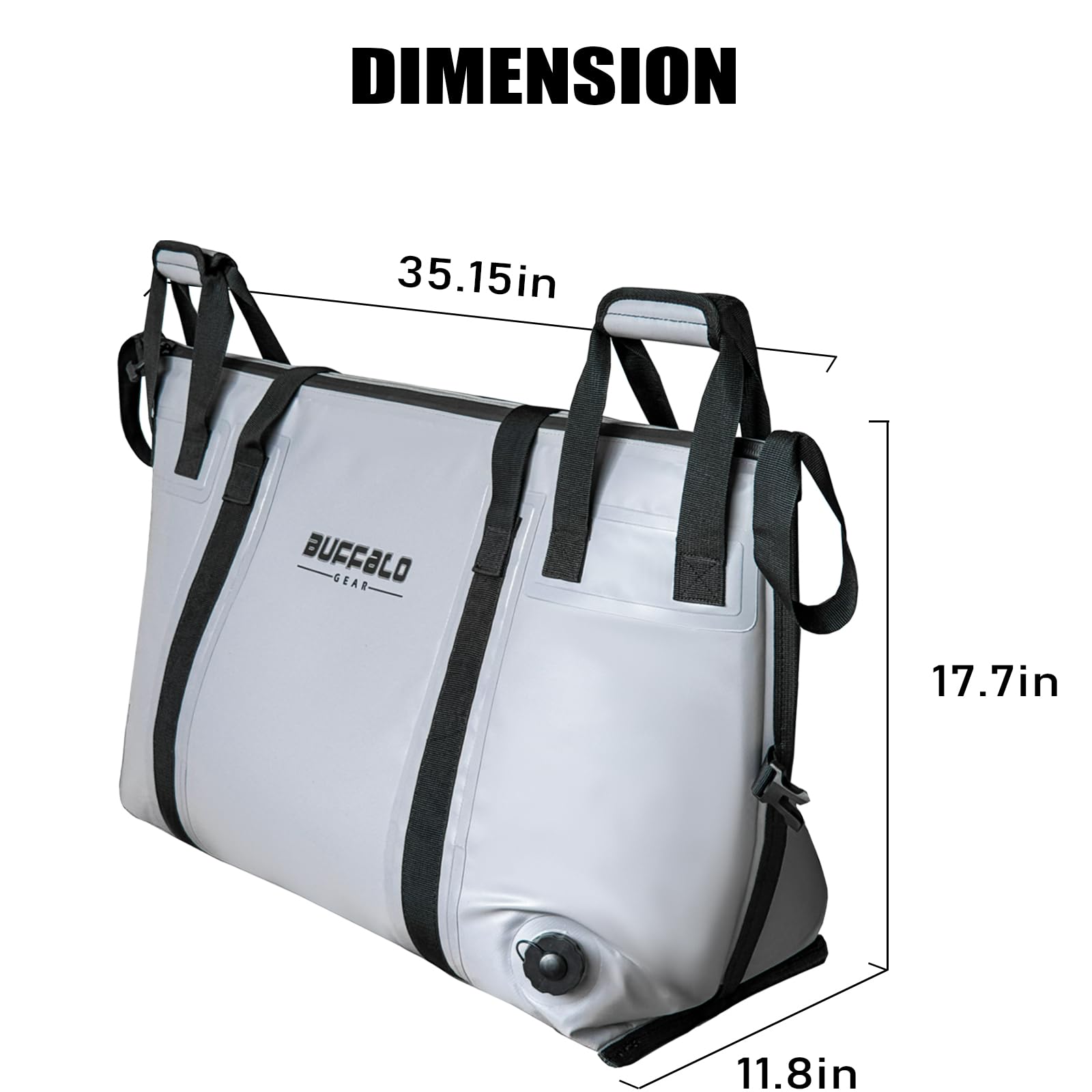 Buffalo Gear Insulated Fish Cooler - 27.5QT & 58QT Waterproof Fishing Kill Bag with Leakproof Flat Bottom | Portable Cooler for Fishing Trips, Camping & Outdoor Adventures