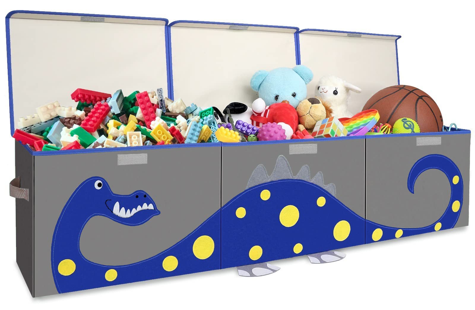 **Large Dinosaur Toy Storage Box for Kids - Cute Toddler Toy Organizer with Lid, Baby Toy Chest & Room Decor Basket (Blue) - Perfect for Bedroom, Playroom & Nursery Organization**
