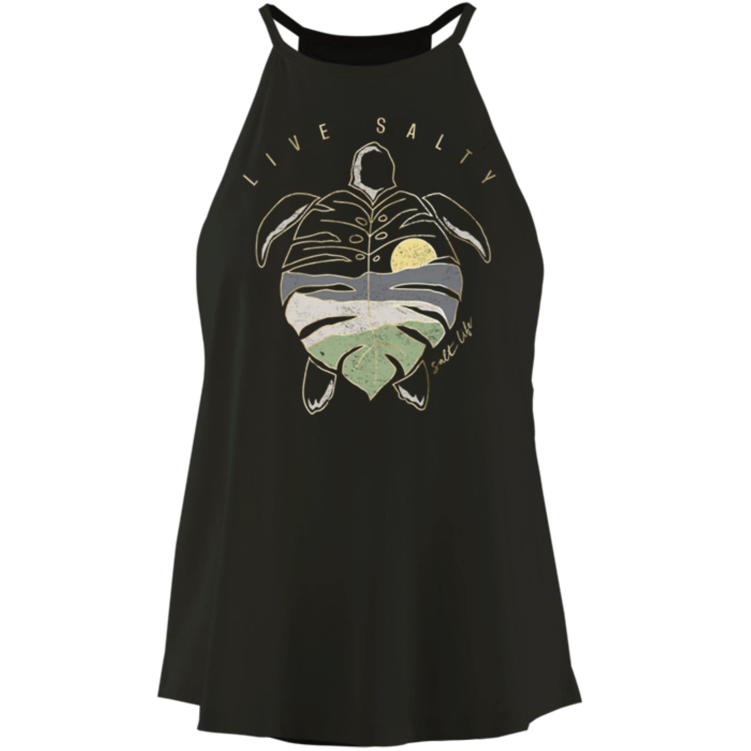Salt Life Women's Turtle Leaf Halter Tank Top - Stylish Summer Beachwear for Surfing, Pool Parties & Tropical Vacations