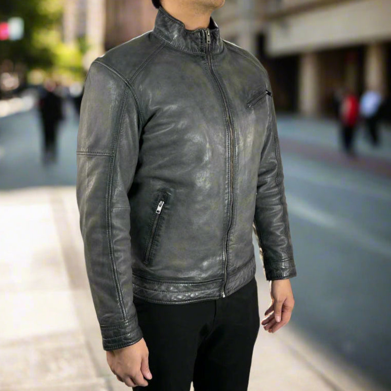 Premium Men's Classic Sheep Leather Jacket - Genuine Soft & Durable Outerwear for Casual Wear, Motorcycle Riding & Winter Fashion