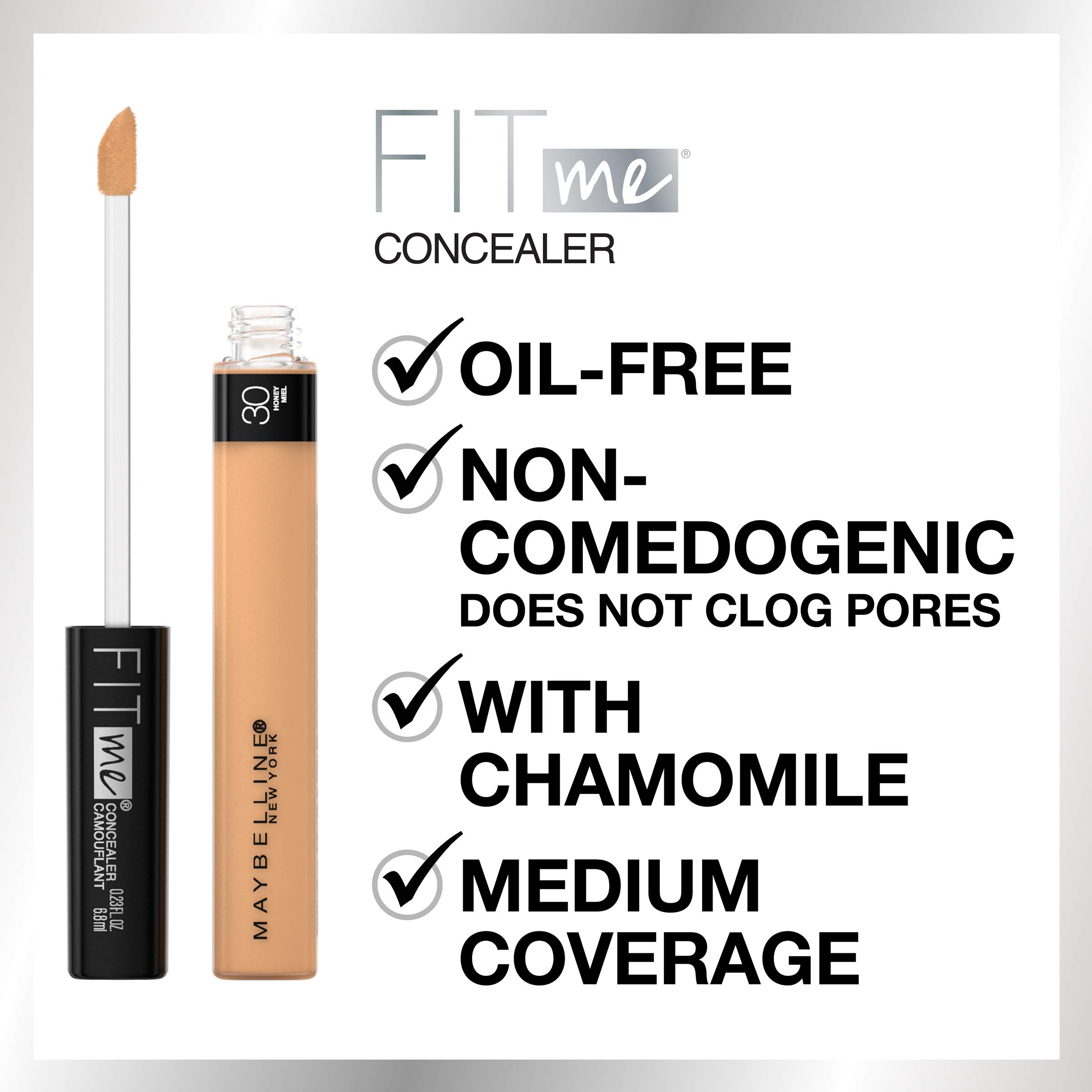 Maybelline New York Fit Me Concealer 25 Medium (6.8ml) & Lash Sensational Waterproof Mascara in Black (10ml) - Flawless Coverage & Voluminous Lashes for Everyday Makeup & Special Occasions