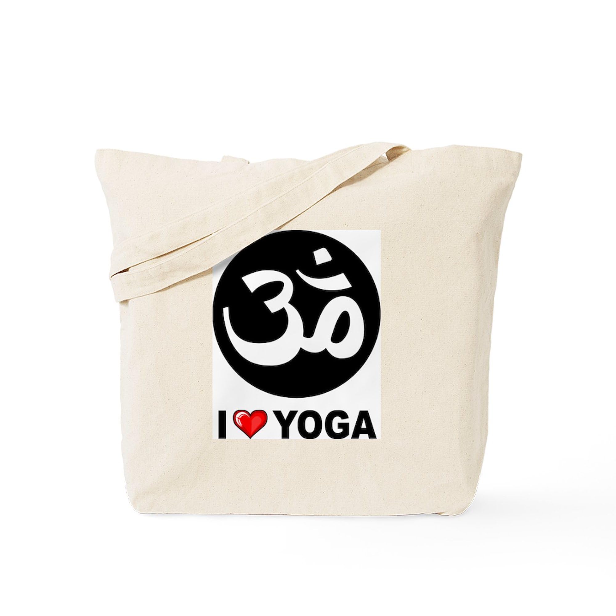 I Love Yoga Tote Bag - Natural Canvas Reusable Shopping Bag for Yoga Class, Groceries & Beach | Eco-Friendly Cotton Tote with Inspirational Quote