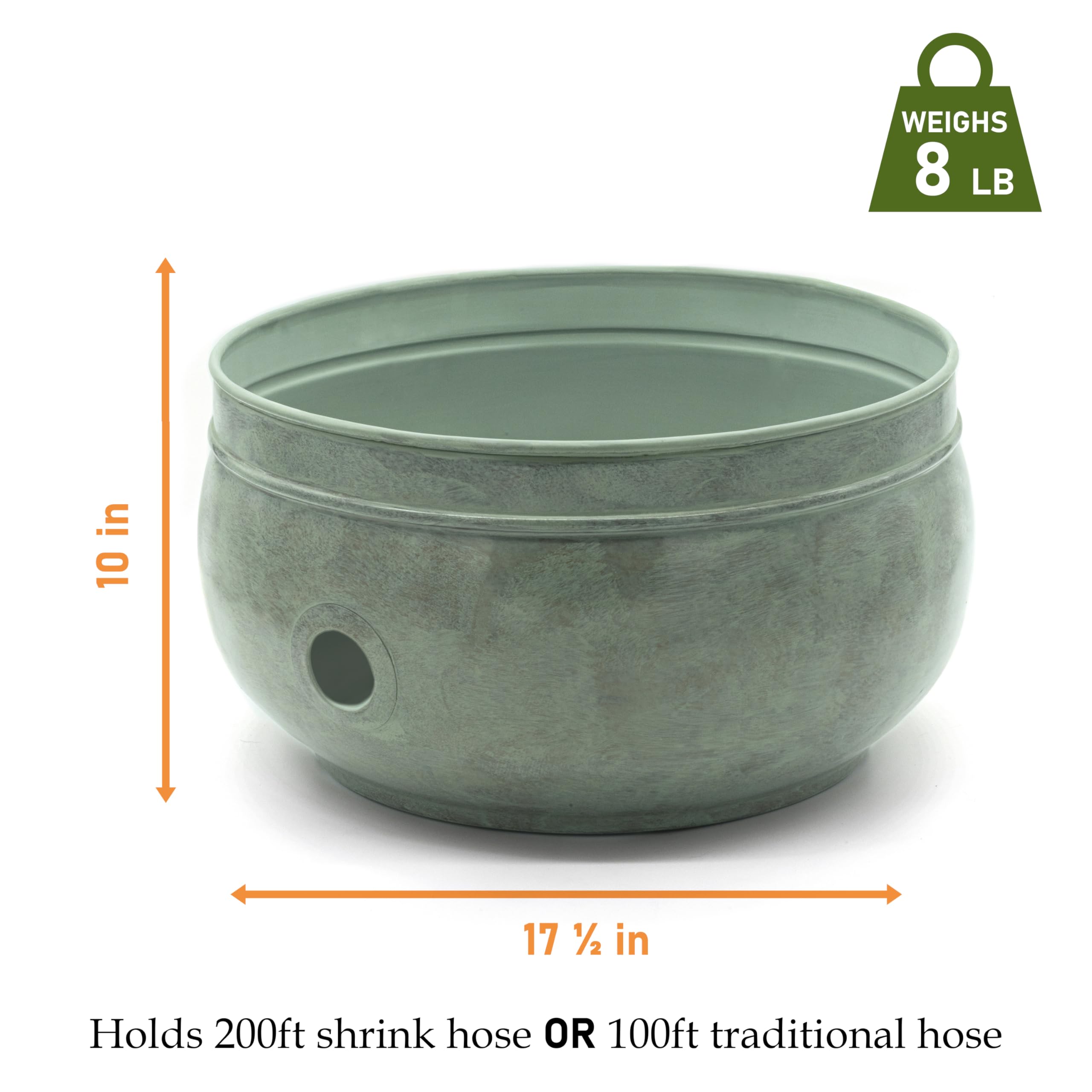 Good Directions Sonoma Hose Pot - Blue Verde Brass Outdoor Garden Decor for Watering Hoses & Yard Organization