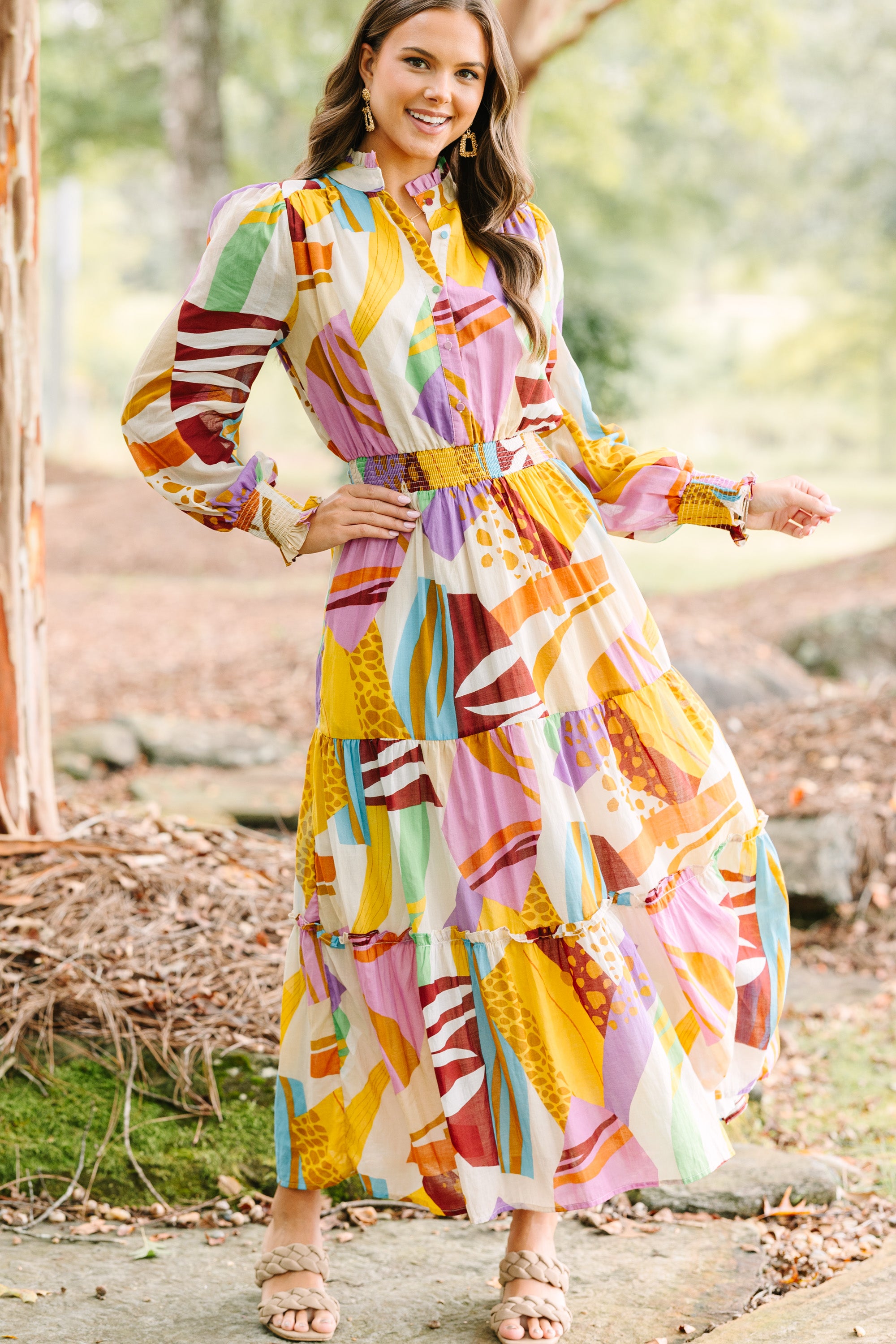 Lilac Purple Abstract Maxi Dress - Elegant Flowy Long Dress for Women | Perfect for Weddings, Parties & Summer Vacations