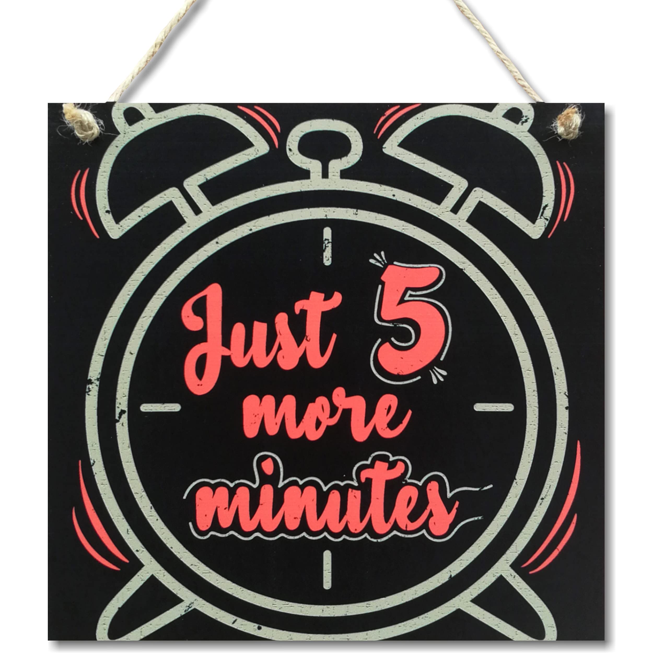 CARISPIBET Just 5 More Minutes Gaming Sign - 8x8 Inch Funny Home Decor for Bedroom, Game Room & Office - Perfect Gift for Gamers & Video Game Lovers - Great for Door Decor, Wall Art & Gaming Themed Spaces