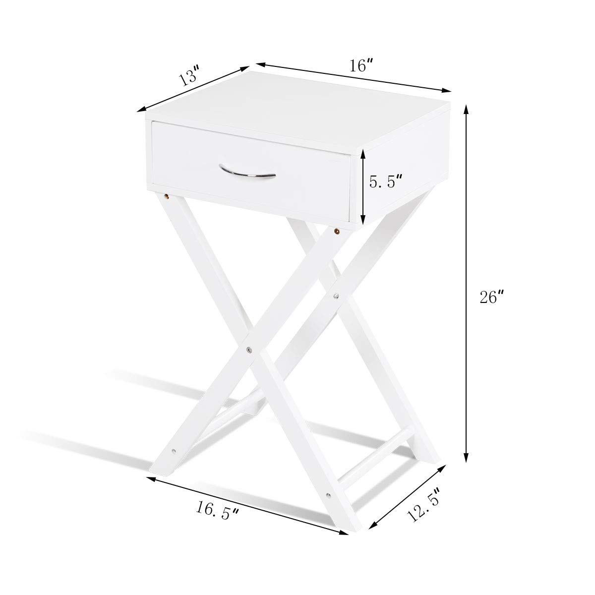Giantex White X-Shaped Nightstand with Drawer - Accent End Table for Bedroom & Living Room - Perfect for Storing Books, Lamps, and Bedside Essentials (Set of 2)