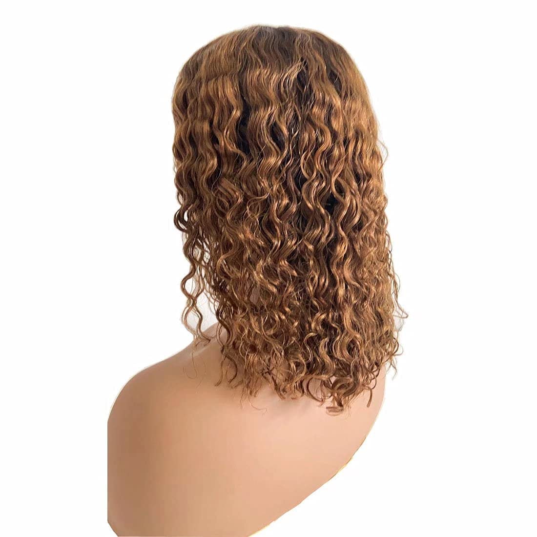 Ombre Brown Curly Brazilian Remy Human Hair Wig - Glueless HD Transparent 13×4 Lace Front Wig #4/30 - Preplucked Deep Part with Baby Hair for Black Women - 150% Density 10 Inch - Perfect for Daily Wear, Parties & Special Occasions
