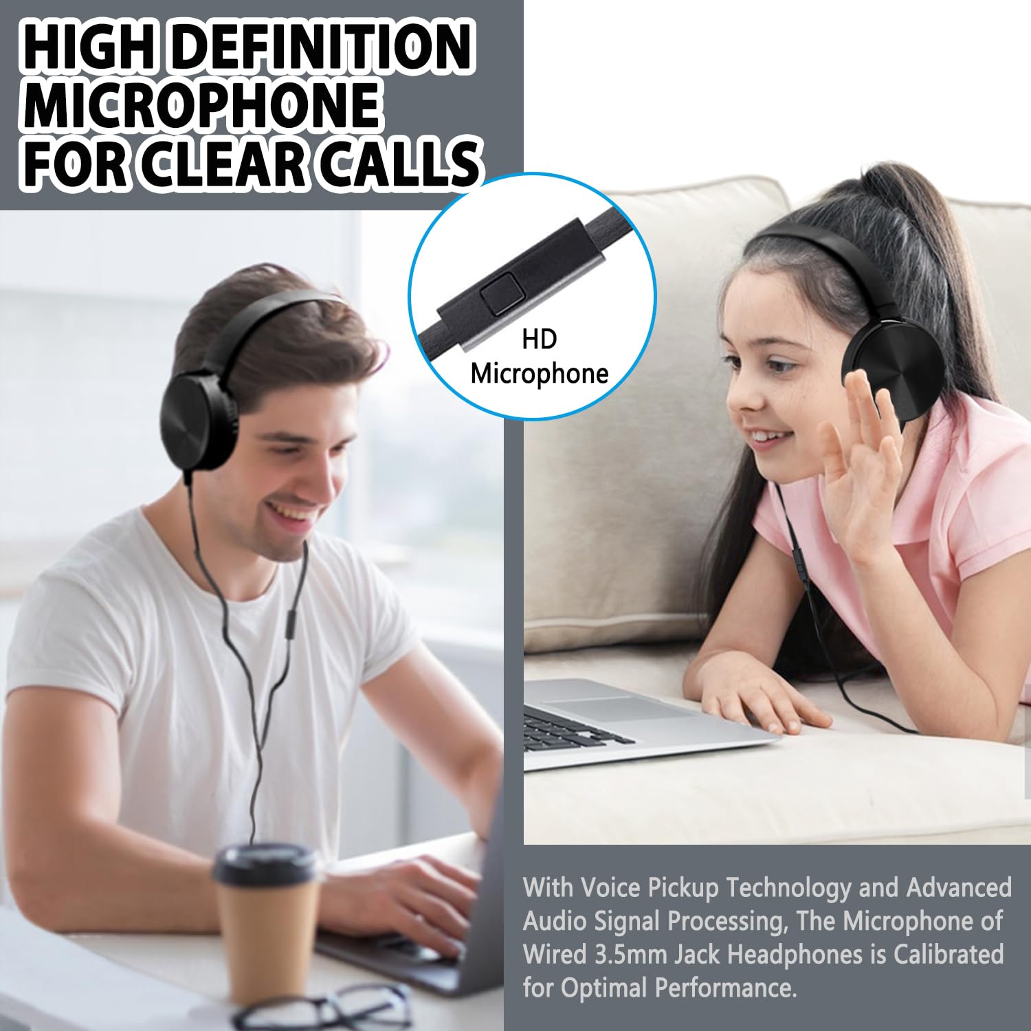 24 Pack Bulk Classroom Headphones with Microphone - Durable Wired Headsets for Kids, Students & Adults - School, Online Learning, Computer Lab & Home Use (Black, 24 Pack)