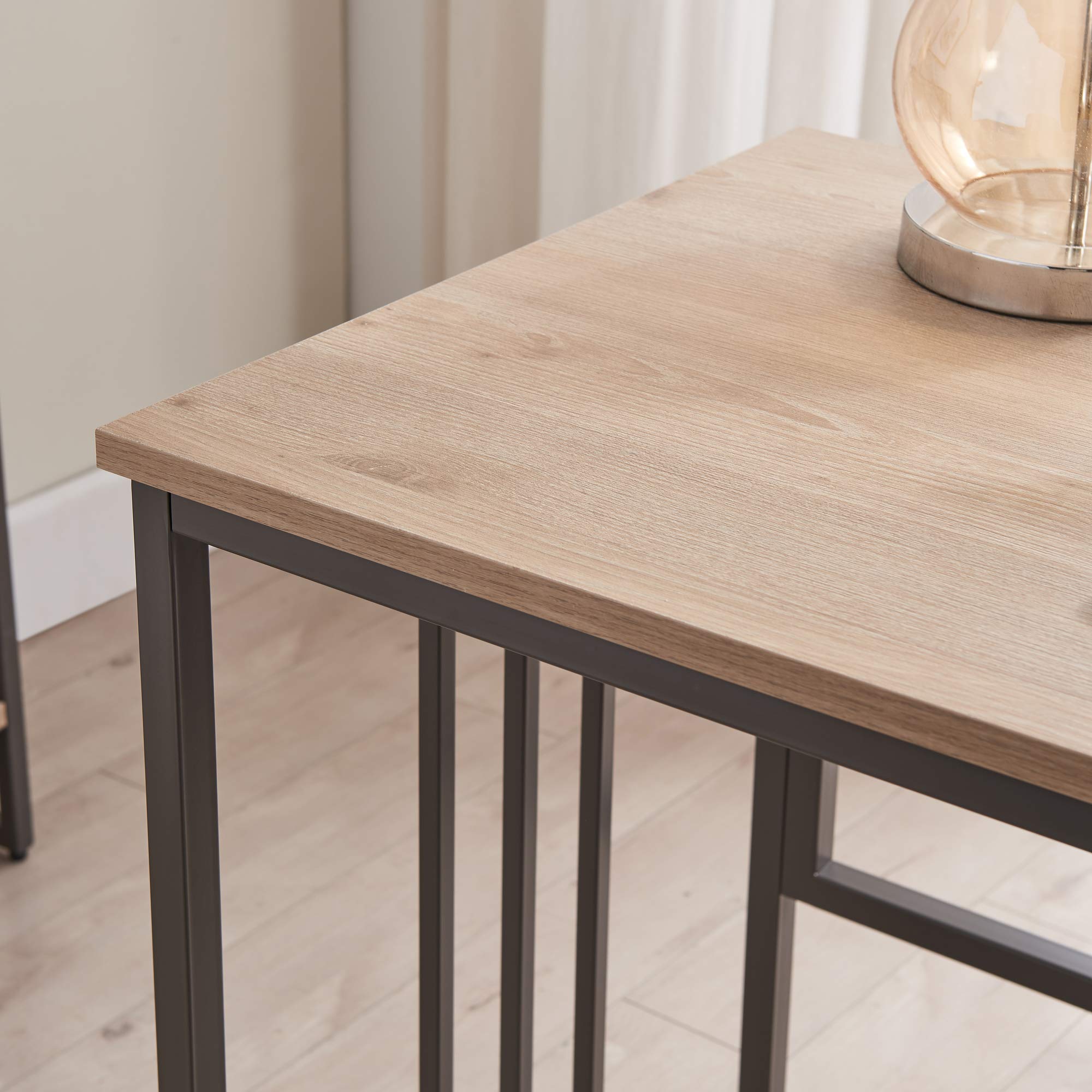 Leick Home Collapsible Slatted Mission Writing Computer Desk - Space Saving Folding Desk for Small Spaces, Home Office & Bedroom - Fully Assembled White Oak/Gunmetal (70001-WOGM) - Perfect for Apartments, Dorms & Workspaces