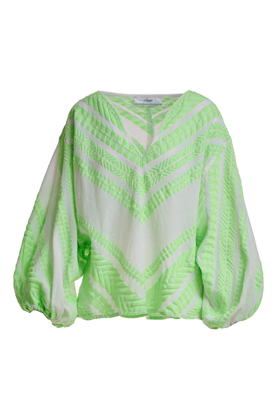 Elasa Blouse Women's Fashion Top - Lime Green & White Striped Casual Shirt for Spring Summer | Office Wear, Date Night, Weekend Outfits