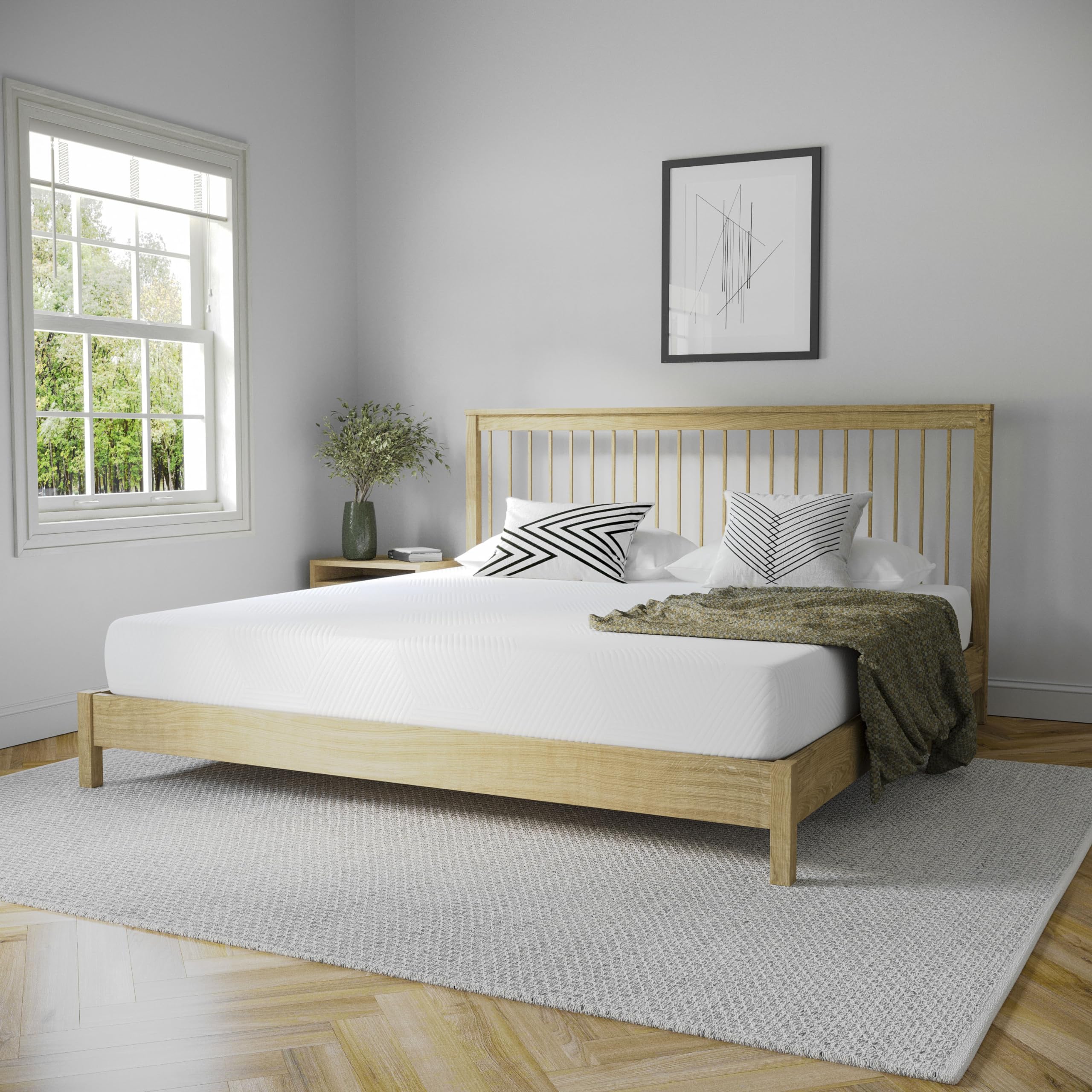 8 Inch King Size Memory Foam Mattress - Green Tea & Charcoal Infused for Pressure Relief - CertiPUR-US Certified - Bed in a Box - Perfect for Back Pain Relief & Hot Sleepers