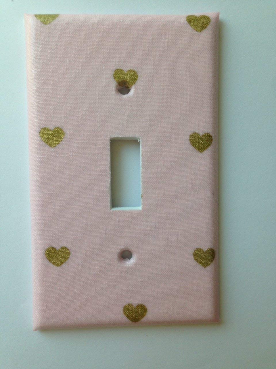 Pink Gold Heart Light Switch Cover - Various Sizes for Bedroom Decor