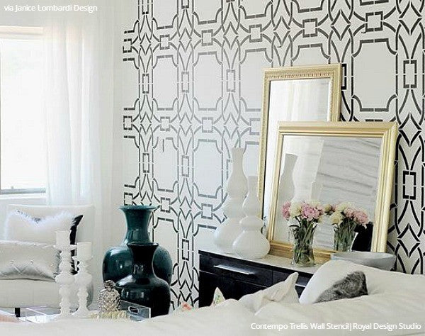Contempo Trellis Wall Stencil - Reusable DIY Home Decor Painting Template for Walls, Furniture & Crafts | Perfect for Bedroom, Nursery, Living Room & Office Accent Walls