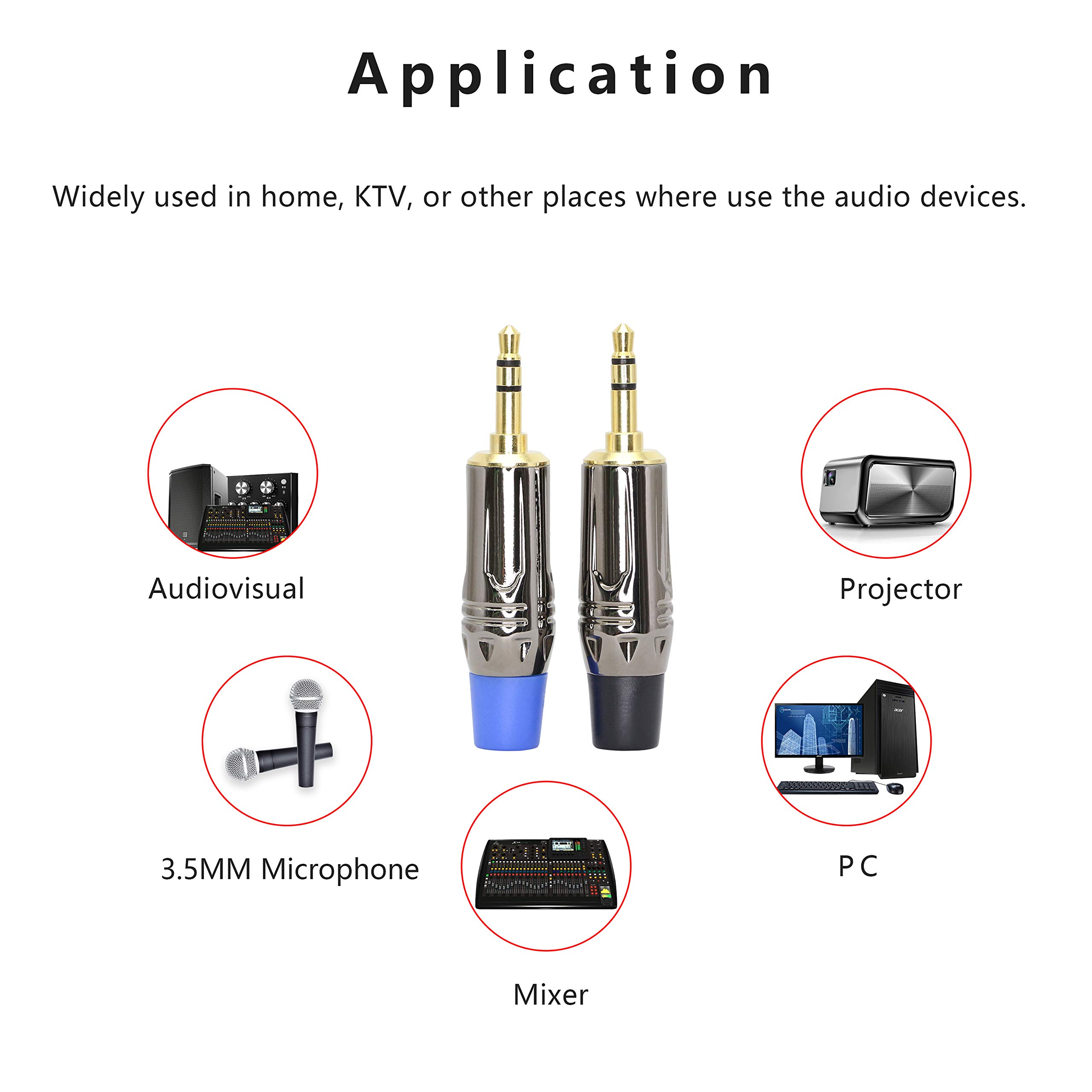 GELRHONR 3.5mm Male Plug Headphone Audio Connector - 2-Pack TRS Solder Type DIY Replacement Adapter for Stereo Headsets, Earbuds, Speakers | Repair & Custom Audio Cable Projects | Home, Studio, Car Use