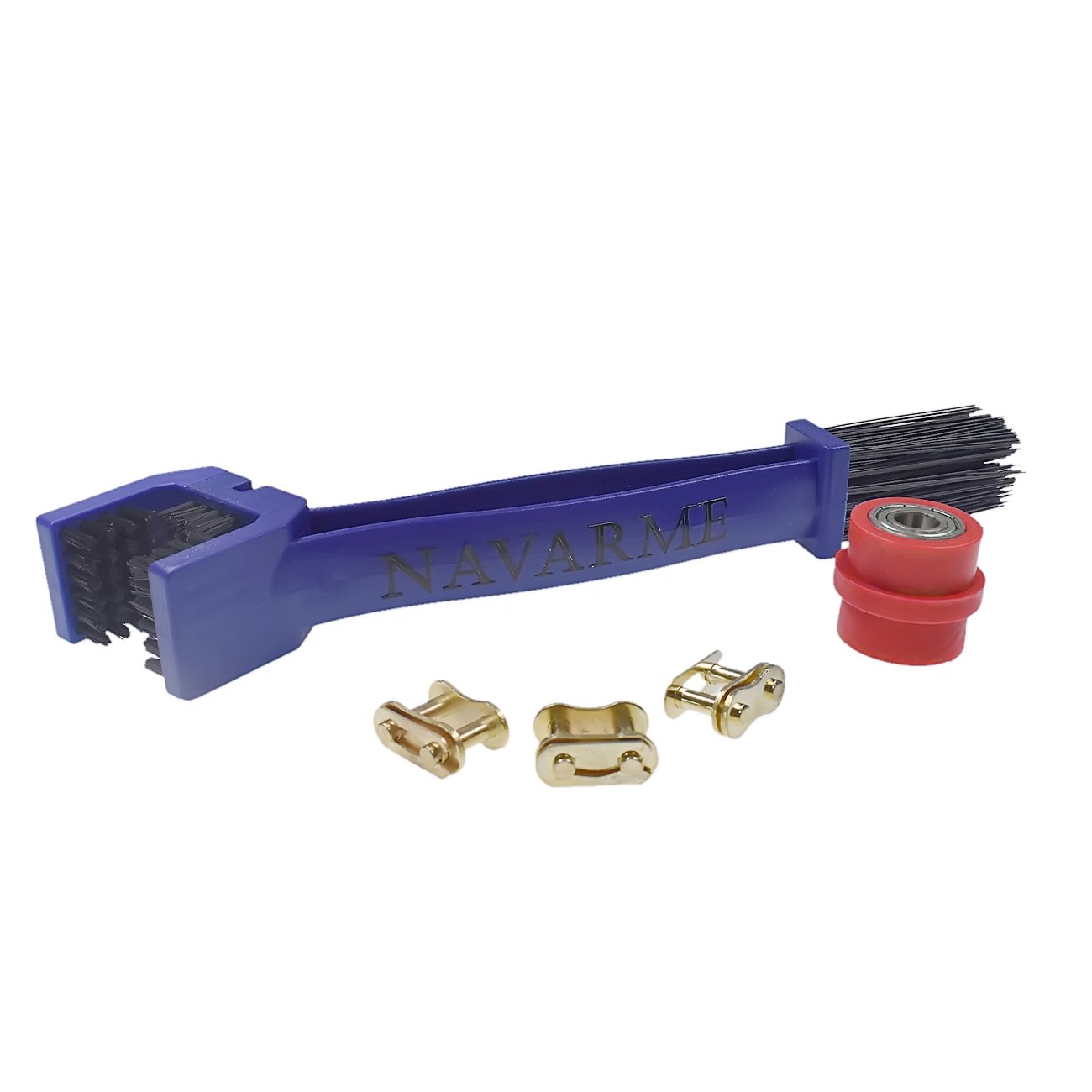 JRL 428 Golden Chain Master Link & 10mm Red Chain Cable Fairlead - Bicycle Chain Crankest Brush Cleaner Tool for Motorcycle, Bike, and ATV Maintenance - Perfect for Off-Road, Cycling, and DIY Repair