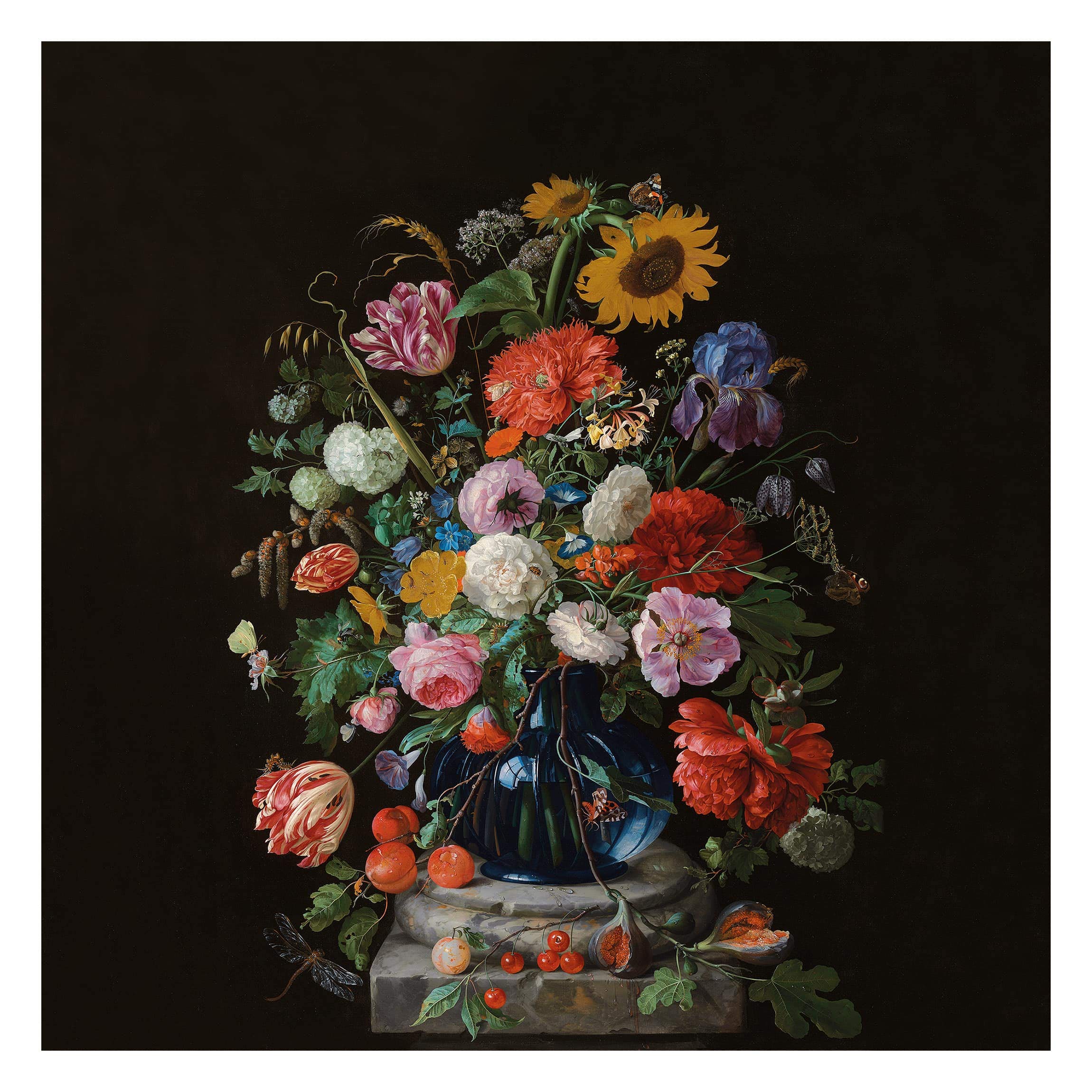 Self-Adhesive Peel and Stick Wallpaper - Jan Davidsz De Heem Floral Still Life Art - Glass Vase with Flowers Design - 240x240cm Large Removable Wall Mural - Perfect for Living Room, Bedroom, Kitchen & Office Decor