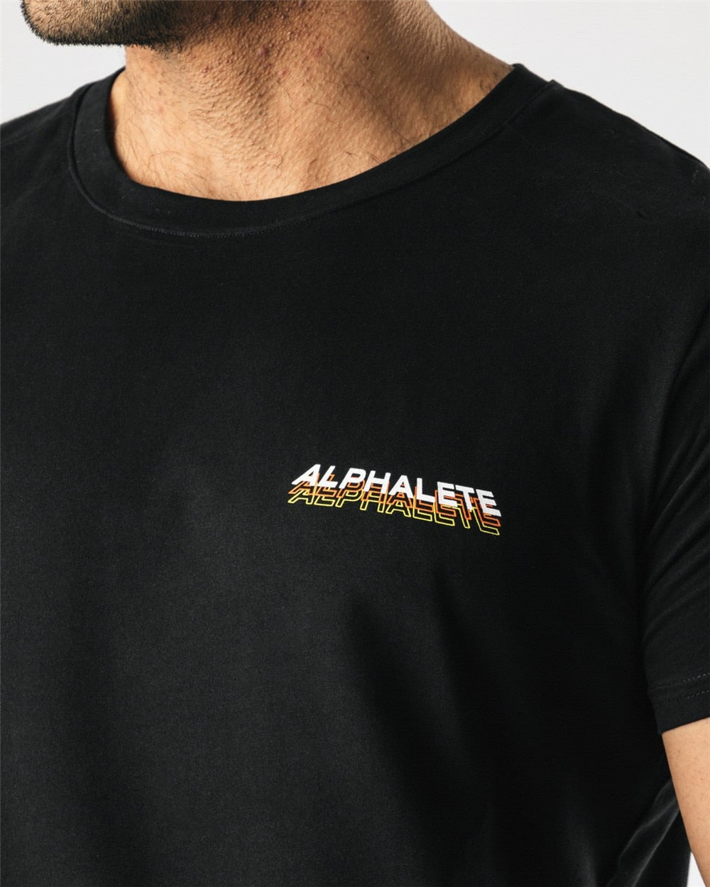 Men's Black Casual Cotton Print T-Shirt - Slim Fit Short Sleeve Gym Workout Tee for Crossfit & Summer Sports | Comfortable Fitness Top for Training & Active Lifestyle