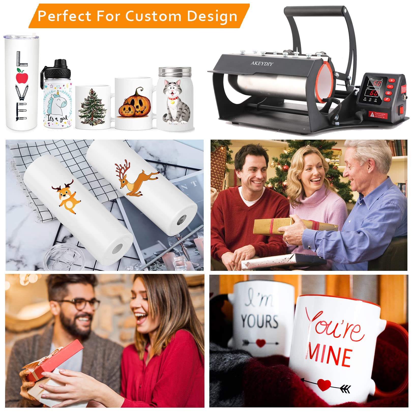 Industrial Heat Press Machine for Tumbler & Mug Sublimation - DIY Vinyl Heat Transfer for 30oz/20oz/16oz Skinny & Straight Tumblers, 11oz-16oz Coffee Mugs (110V, Black) - Perfect for Home Crafting, Small Business & Personalized Gift Making