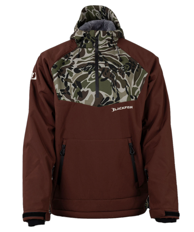 Blackfish Gale Softshell Pullover Jacket for Men & Women - Waterproof Windproof Outdoor Hiking & Camping Gear - Brown/Prym1 OS Woods - Perfect for Hiking, Camping, and Cold Weather Adventures