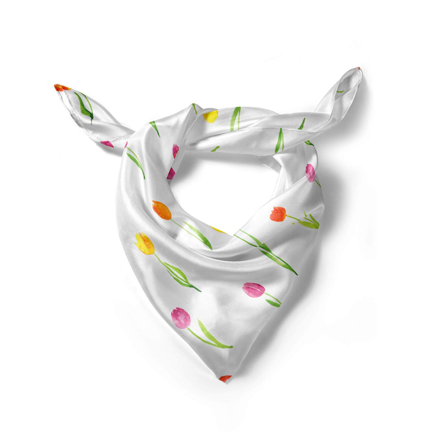 Ambesonne Colorful Headscarf with Country Tulips Print - Stylish Hijab Scarf for Women - Perfect for Everyday Wear, Church, Parties & Special Occasions