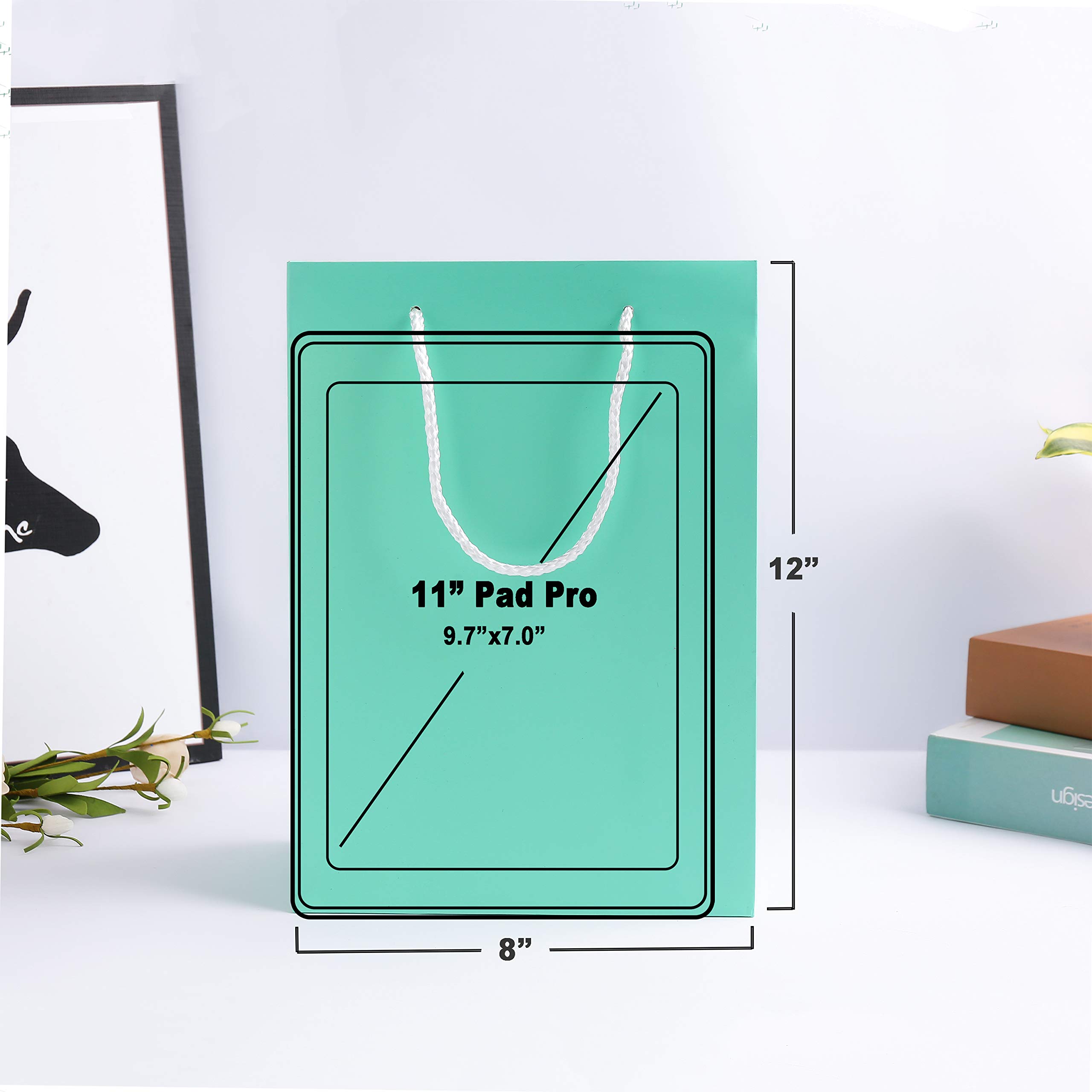 10 Pack Aquamarine Green Gift Bags with Tissue Paper - 8x4x11 Inch Bridesmaid Wedding Party Favor Bags | Perfect for Baby Showers, Birthday Gifts & Holiday Presents