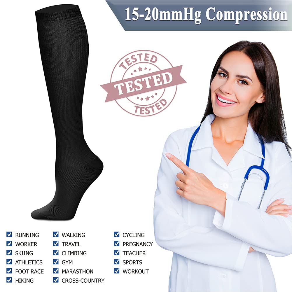 QUXIANG Copper Compression Socks for Women & Men (8 Pairs) - 15-20 mmHg Medical Grade Support - Best for Running, Cycling, Travel & Recovery - Improve Blood Circulation & Reduce Swelling