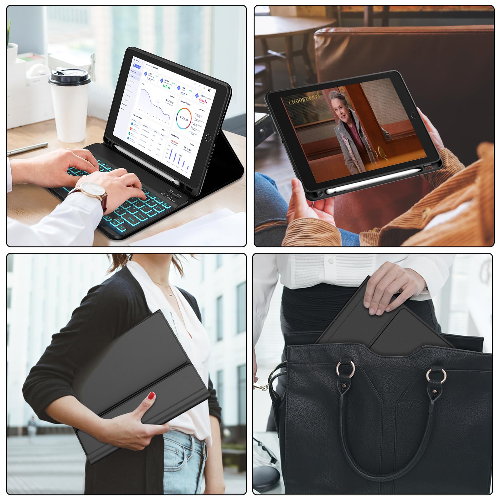 BORIYUAN iPad 10.2 inch Case with Bluetooth Keyboard - Detachable Backlit Keyboard (7 Colors), Slim Folio Smart Cover with Apple Pencil Holder for iPad 9th/8th/7th Gen, iPad Pro 10.5