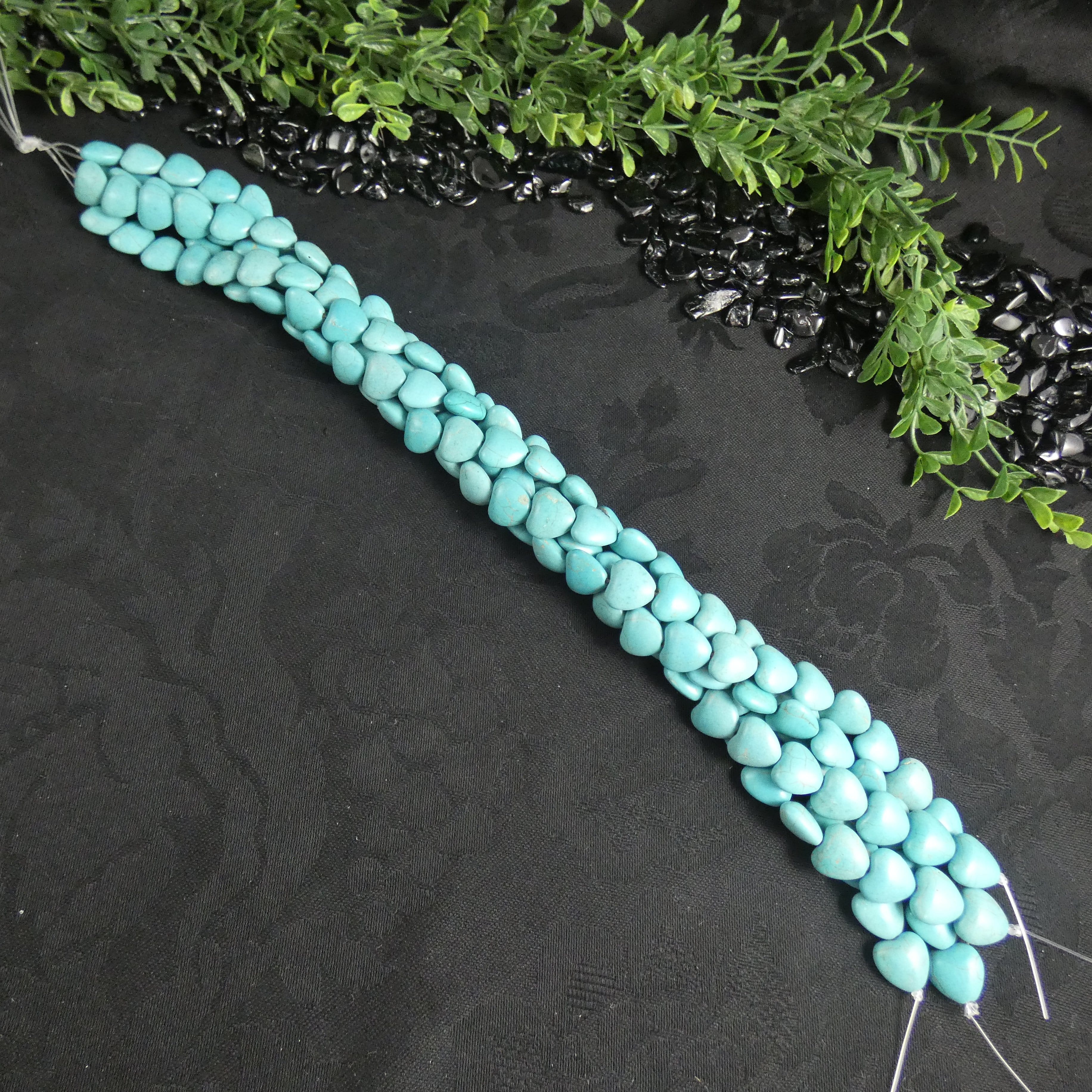 Blue Magnesite Heart Bead Strands for Jewelry Making - Natural Gemstone Beads for Necklaces, Bracelets & DIY Crafts - Perfect for Boho, Spiritual & Healing Jewelry Designs