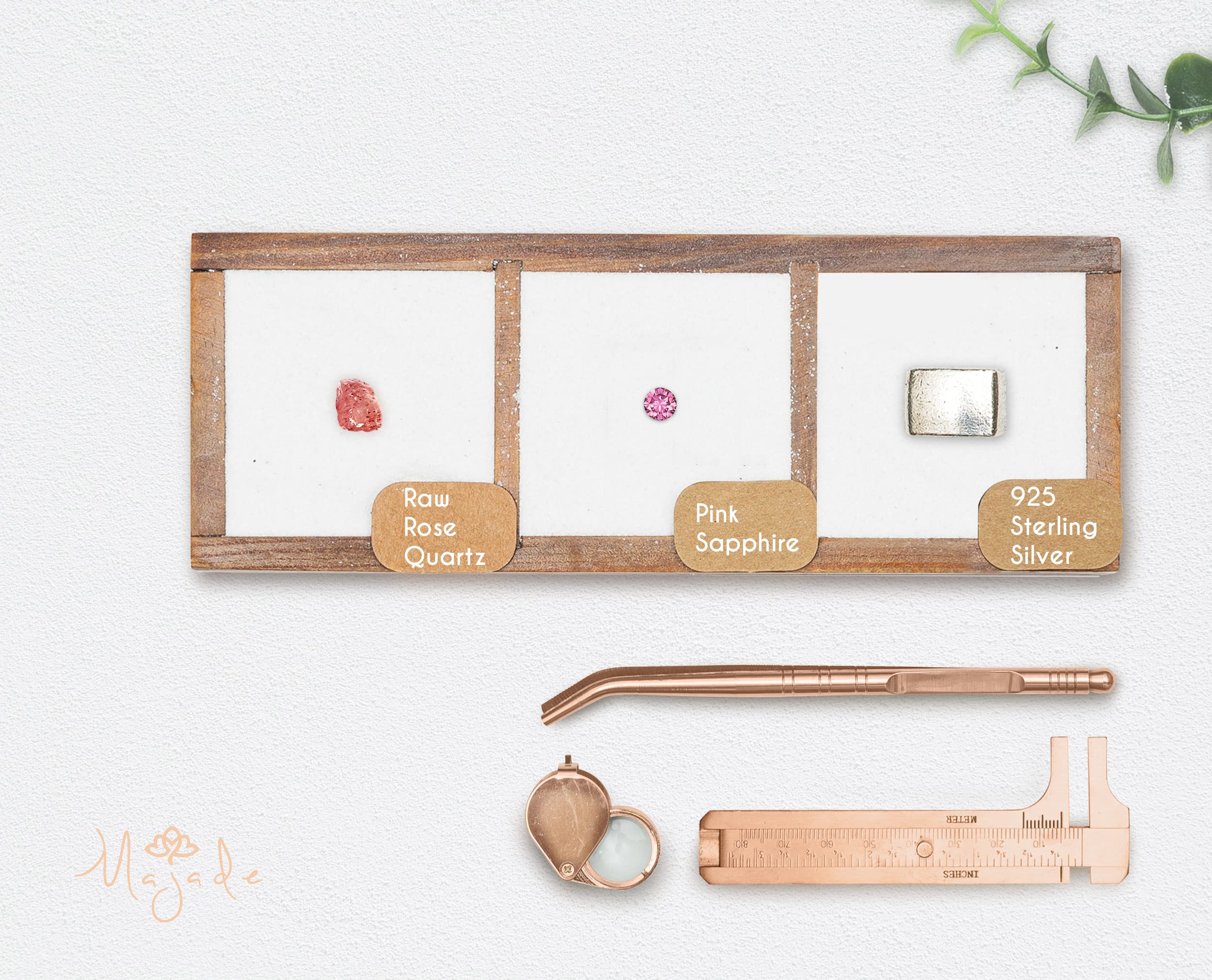 Pink Sapphire Vertical Bar Necklace - Flower Horizontal Silver Tree Pendant - Raw Rose Quartz Floral Sakura Thorn Jewelry for Women, Elegant Gift for Valentine's Day, Anniversary & Special Occasions