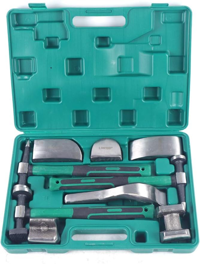 Auto Body Repair Kit - Professional Hammer Beating & Sheet Metal Shaping Tools Set with Movable Body Corrector | DIY Car Dent Removal & Collision Repair for Vehicles, Trucks & SUVs