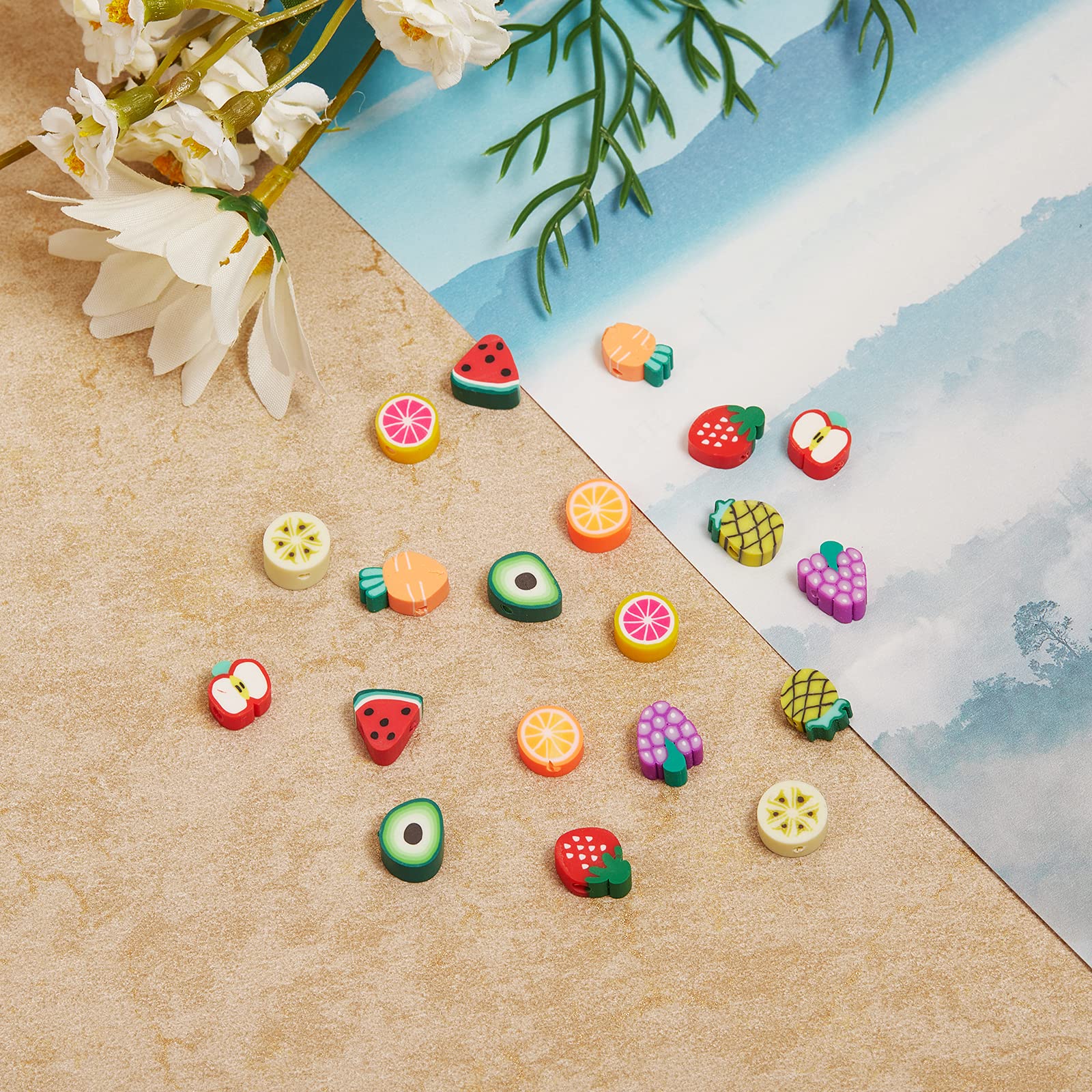 KitBeads 150pcs Colorful Polymer Clay Fruit Beads - Strawberry, Banana, Orange Spacer Beads for DIY Jewelry Making | Perfect for Necklaces, Bracelets, Earrings & Craft Projects