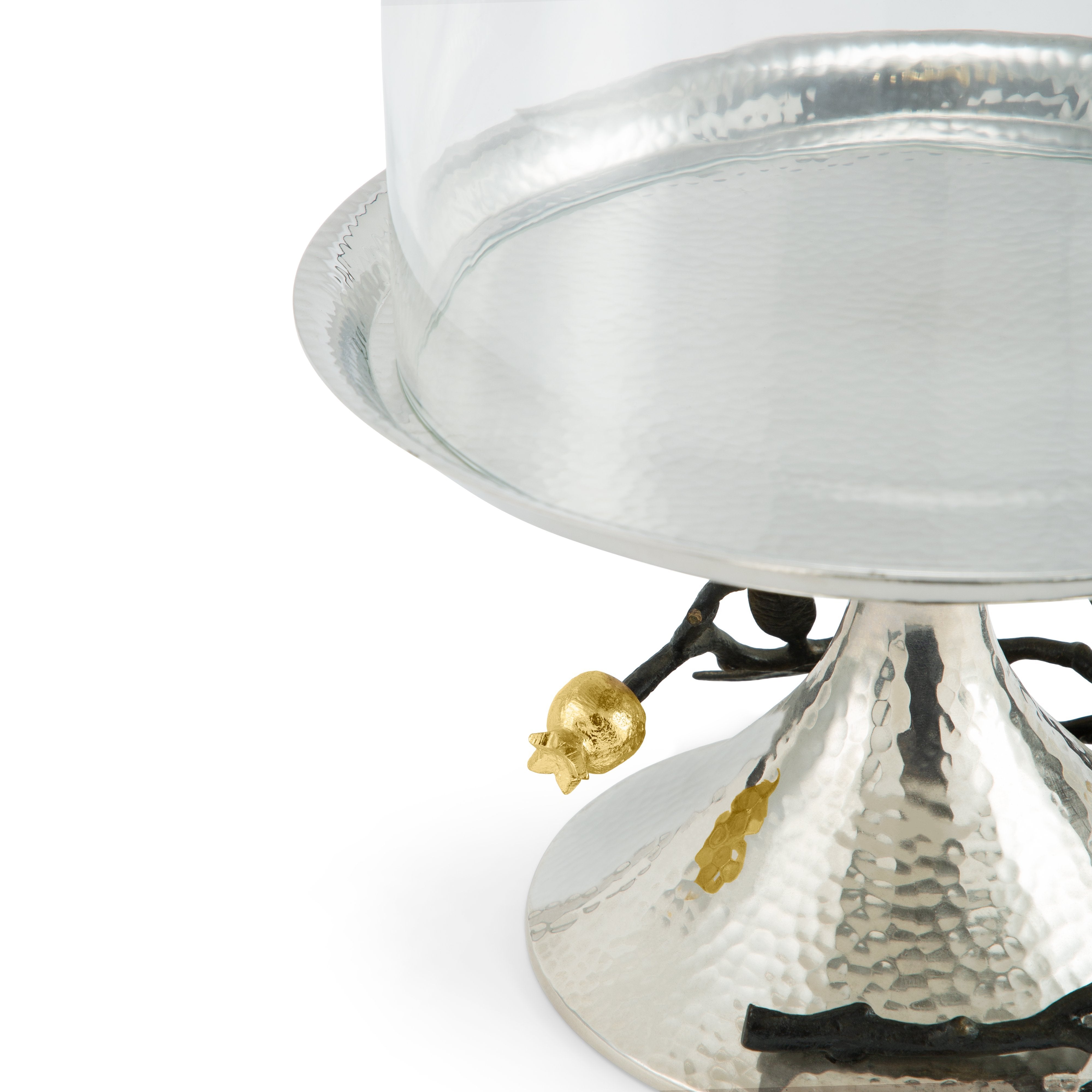 Fresh Pomegranate Pastry Dessert Plate with Glass Dome Lid - Perfect for Elegant Dessert Display, Afternoon Tea, and Party Serving