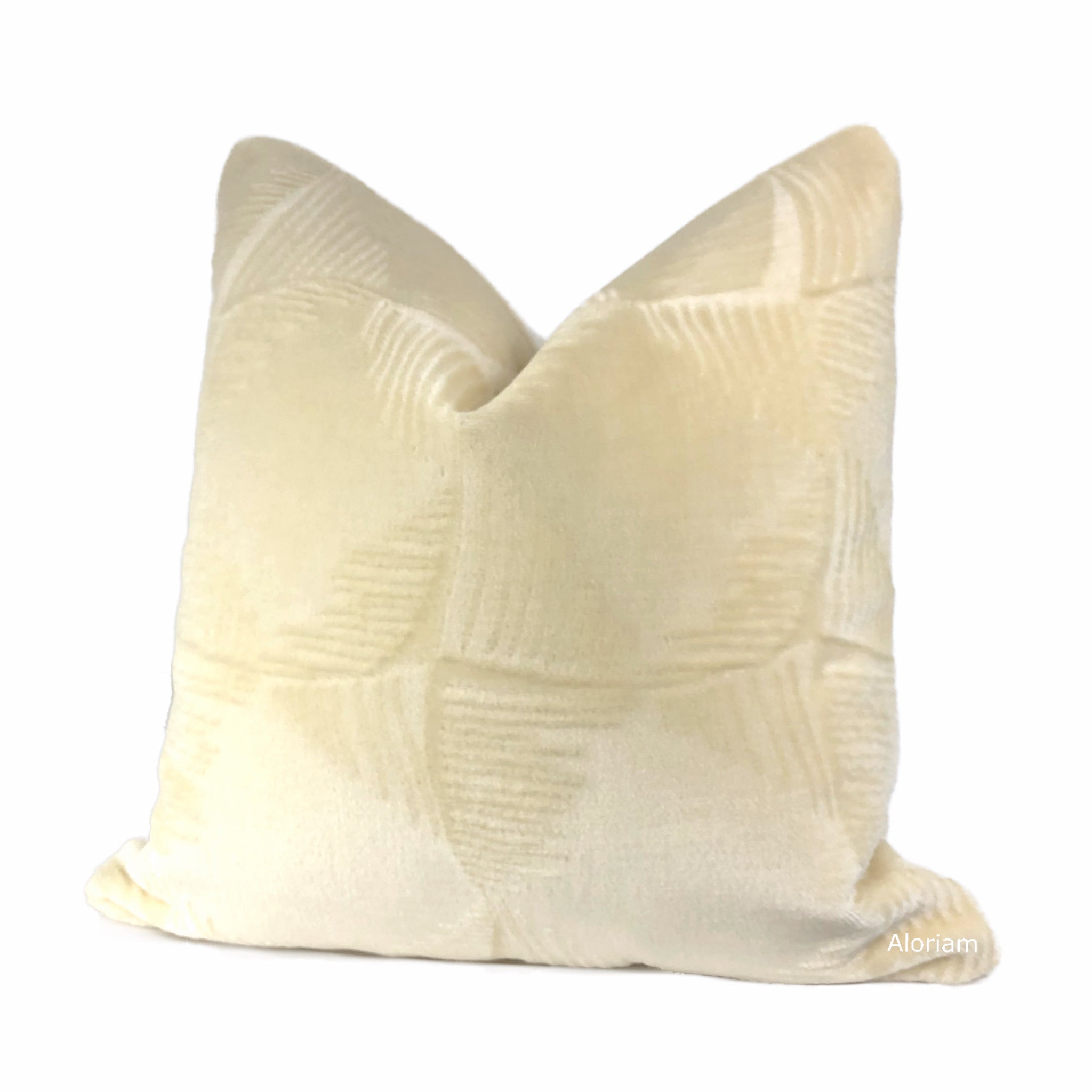 Luxury Ludlow Cream Mohair Velvet Pillow Cover - Premium Brunschwig & Fils Fabric - Elegant Home Decor for Living Room, Bedroom & Sofa - Soft Velvet Throw Pillow Case for Cozy Interior Design