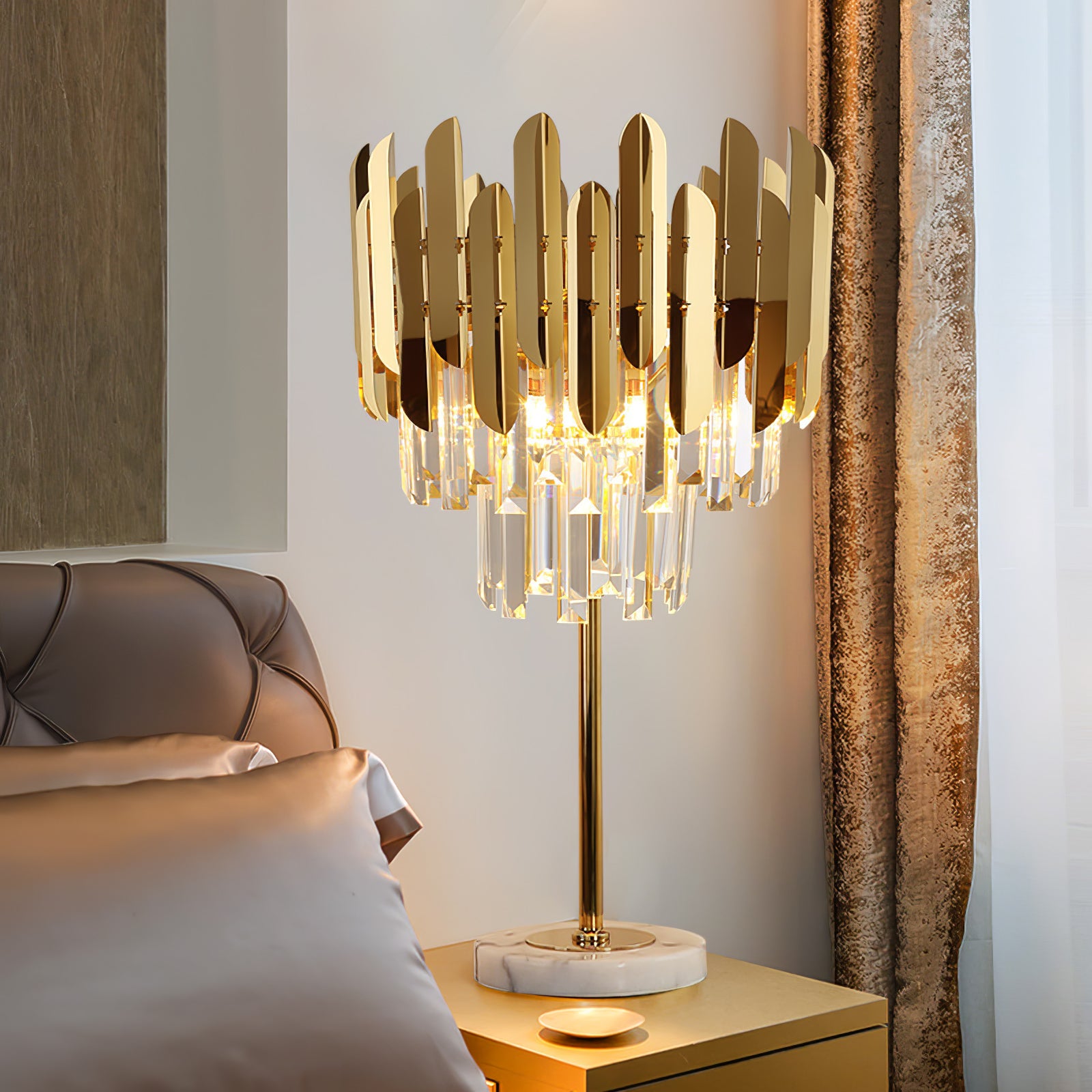 Elegant Crystal Marble LED Desk Lamp - Modern Office & Study Table Light for Home, Bedroom, Dorm - Perfect for Reading, Working & Decor