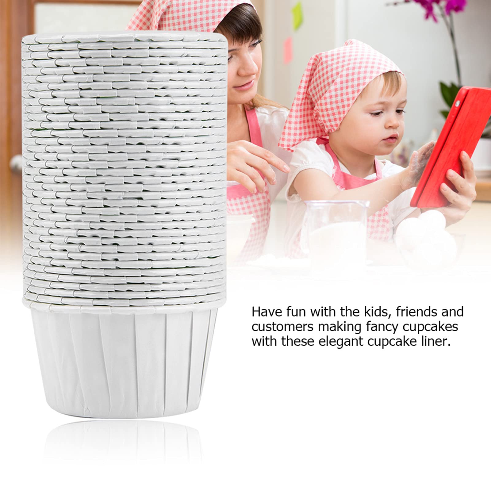Hyuduo 100PCS Round White Paper Baking Cups for Muffins & Cupcakes - Mini Baking Liners for Home Baking, Parties, Weddings & Festivals - Perfect for Snacks, Desserts & Holiday Treats