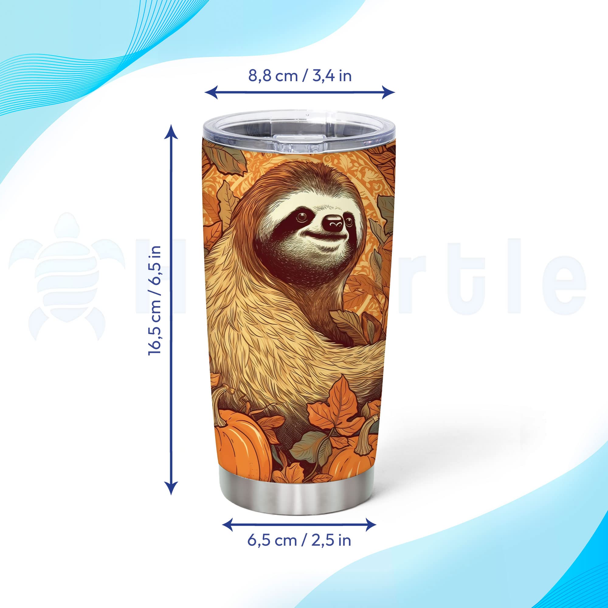 Personalized Sloth Stainless Steel Tumbler 20oz with Lid - Custom Name Floral Sloth Lover Gift for Women & Girls - Perfect for Birthday, Christmas, Office & Travel
