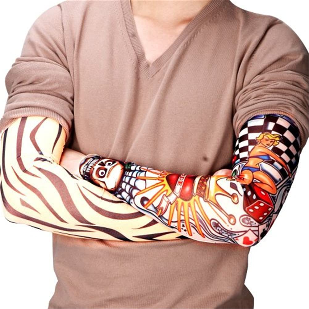 6-Pack Fake Tattoo Arm Sleeves for Men & Women - UV Protection Sunscreen Nylon Stretch Sleeves for Cycling, Basketball & Outdoor Sports | Breathable & Comfortable Tattoo Cover