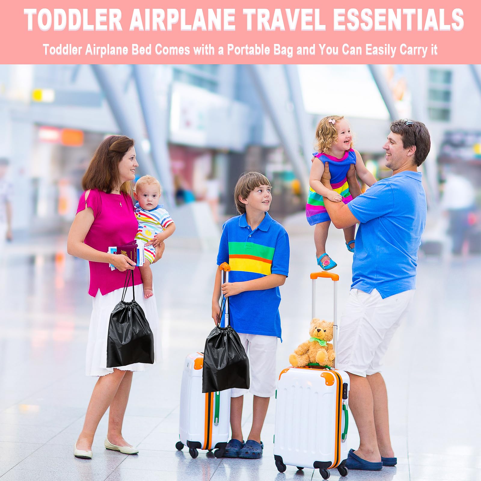 MIUUDBY Toddler Airplane Bed Seat Extender for Kids - Portable Infant Foot Rest with Side Pocket | Comfortable Air Travel Sleeping Solution for Babies & Toddlers | Perfect for Long Flights & Family Vacations