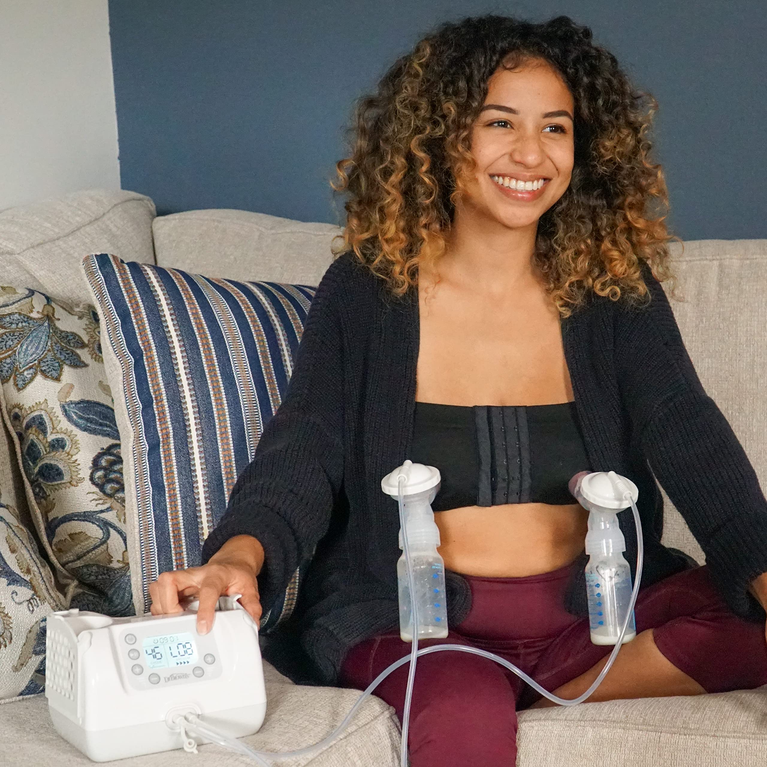Dr. Brown's Customflow Hospital Strength Double Electric Breast Pump - Adjustable Suction & Speed, Includes 4oz Bottles, Flanges & Accessories - Ideal for Working Moms & Breastfeeding at Home or Travel