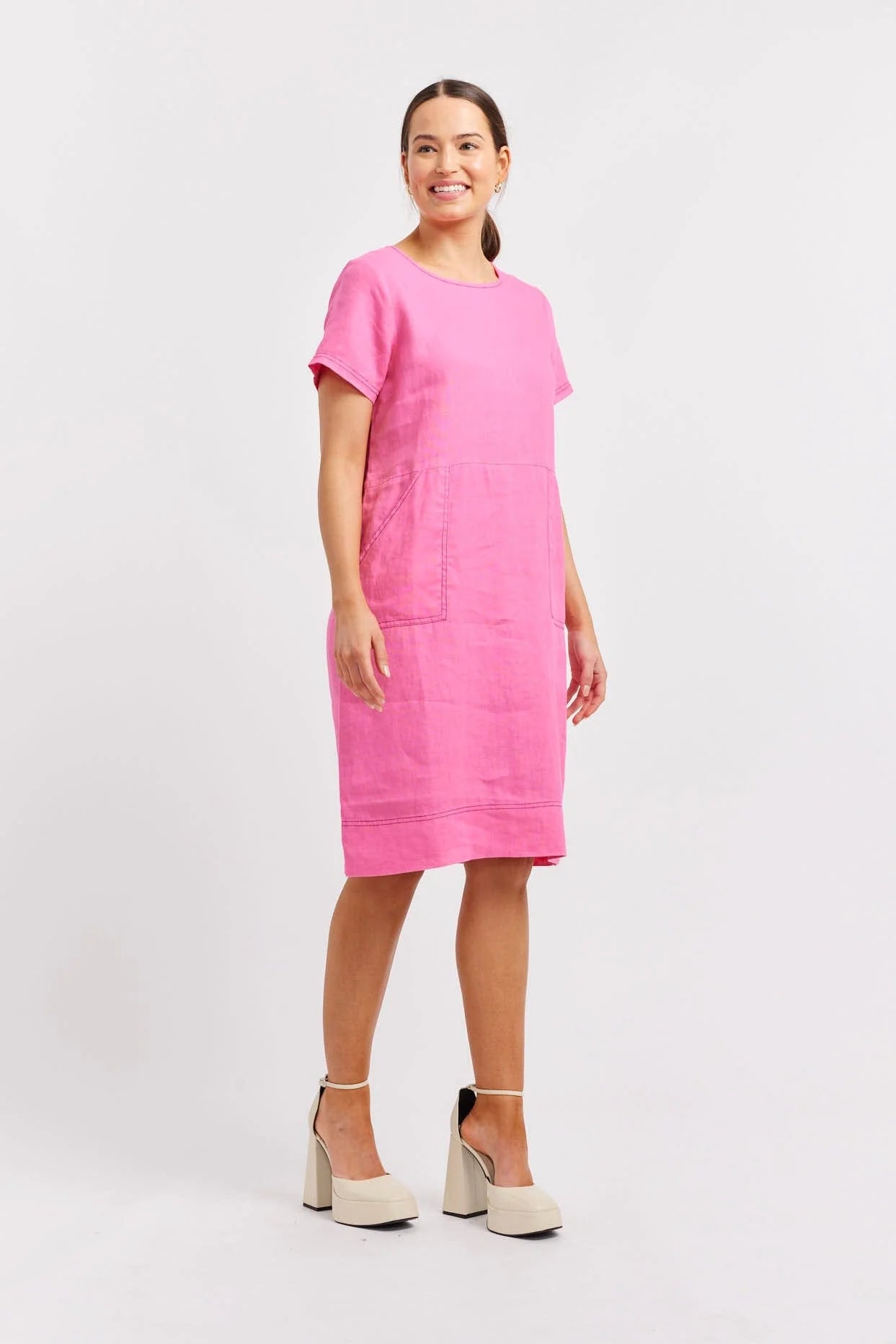 Chiara Linen Dress in Lipstick - Elegant & Comfortable Summer Dress for Women | Perfect for Beach, Vacation & Casual Outings
